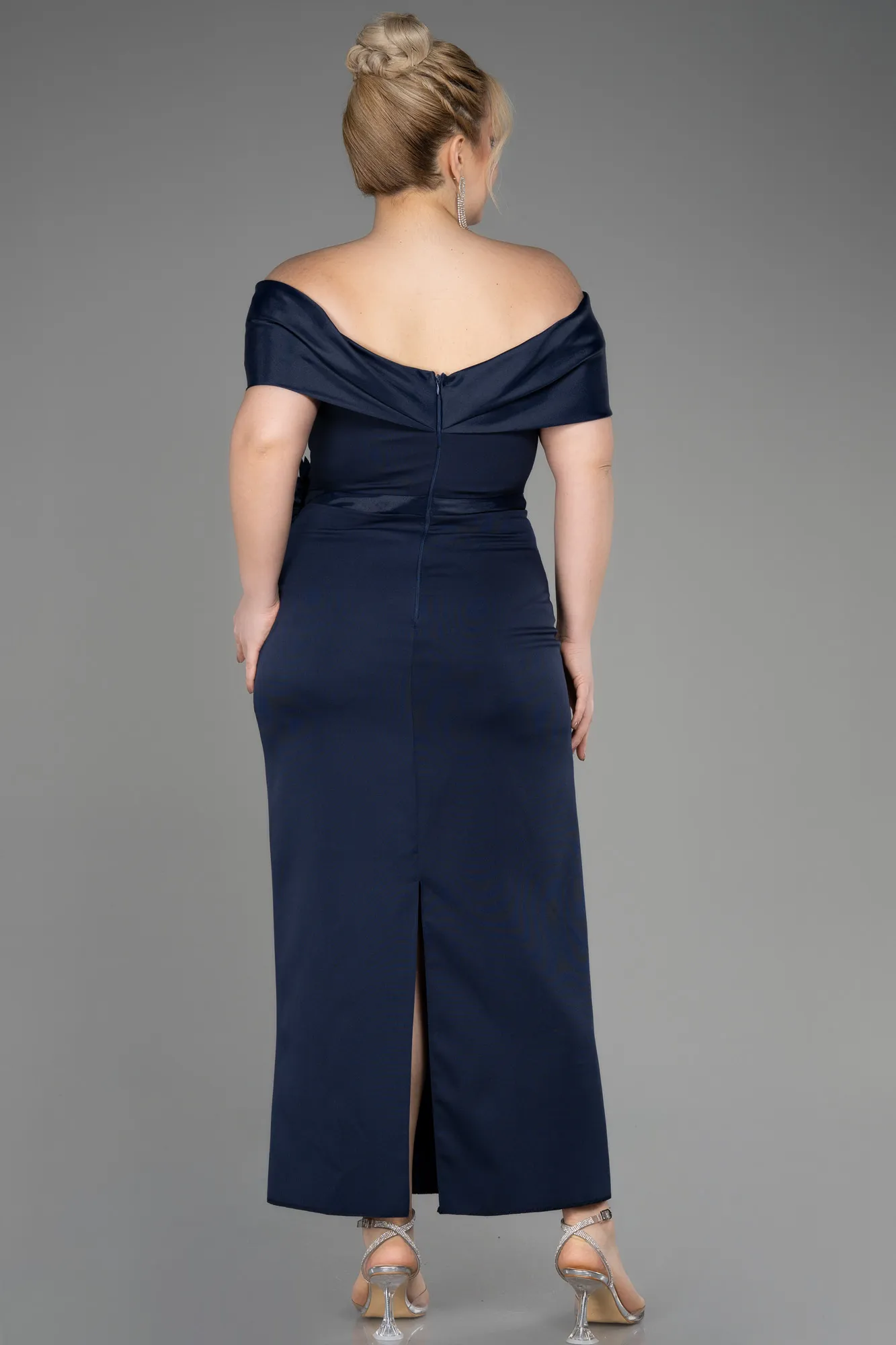 Navy Blue-Midi Plus Size Cocktail Dress ABK2015