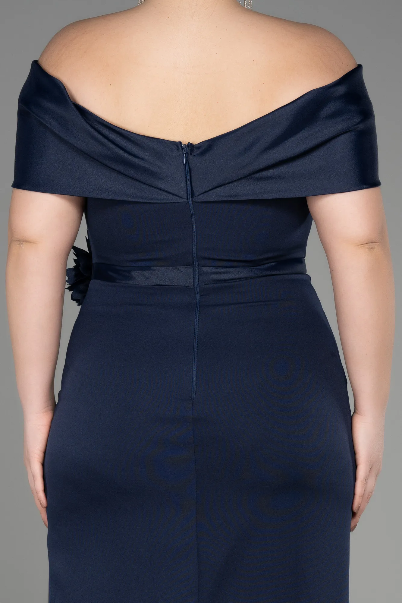 Navy Blue-Midi Plus Size Cocktail Dress ABK2015