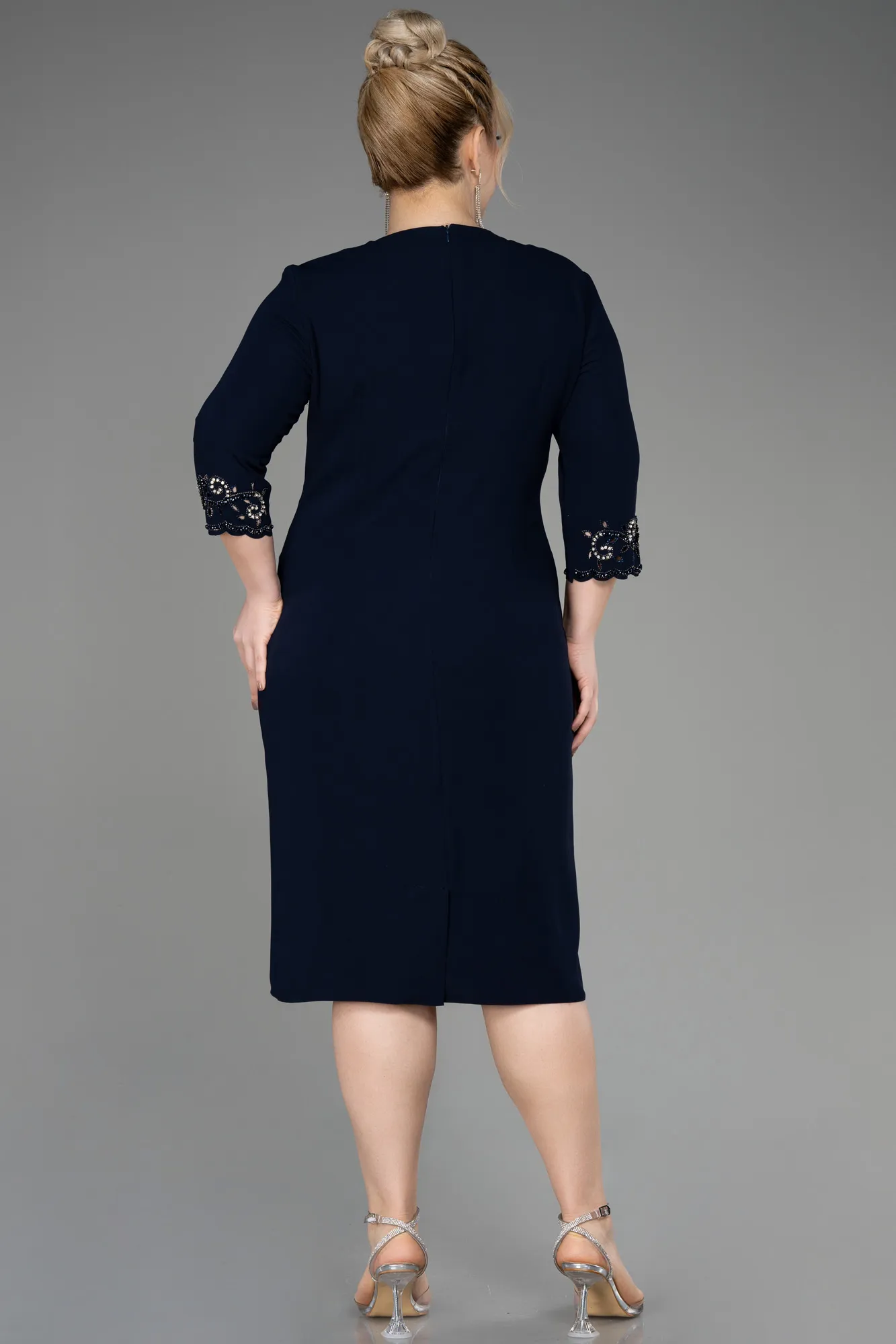 Navy Blue-Midi Plus Size Cocktail Dress ABK2017