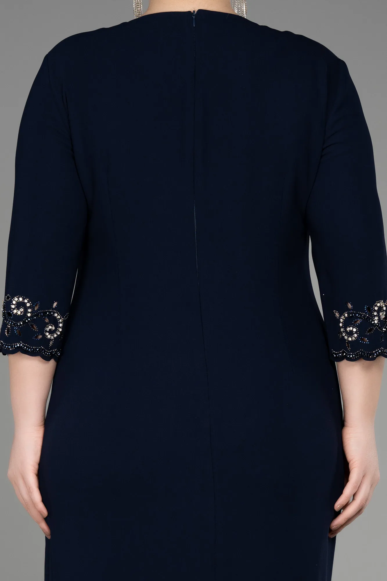 Navy Blue-Midi Plus Size Cocktail Dress ABK2017