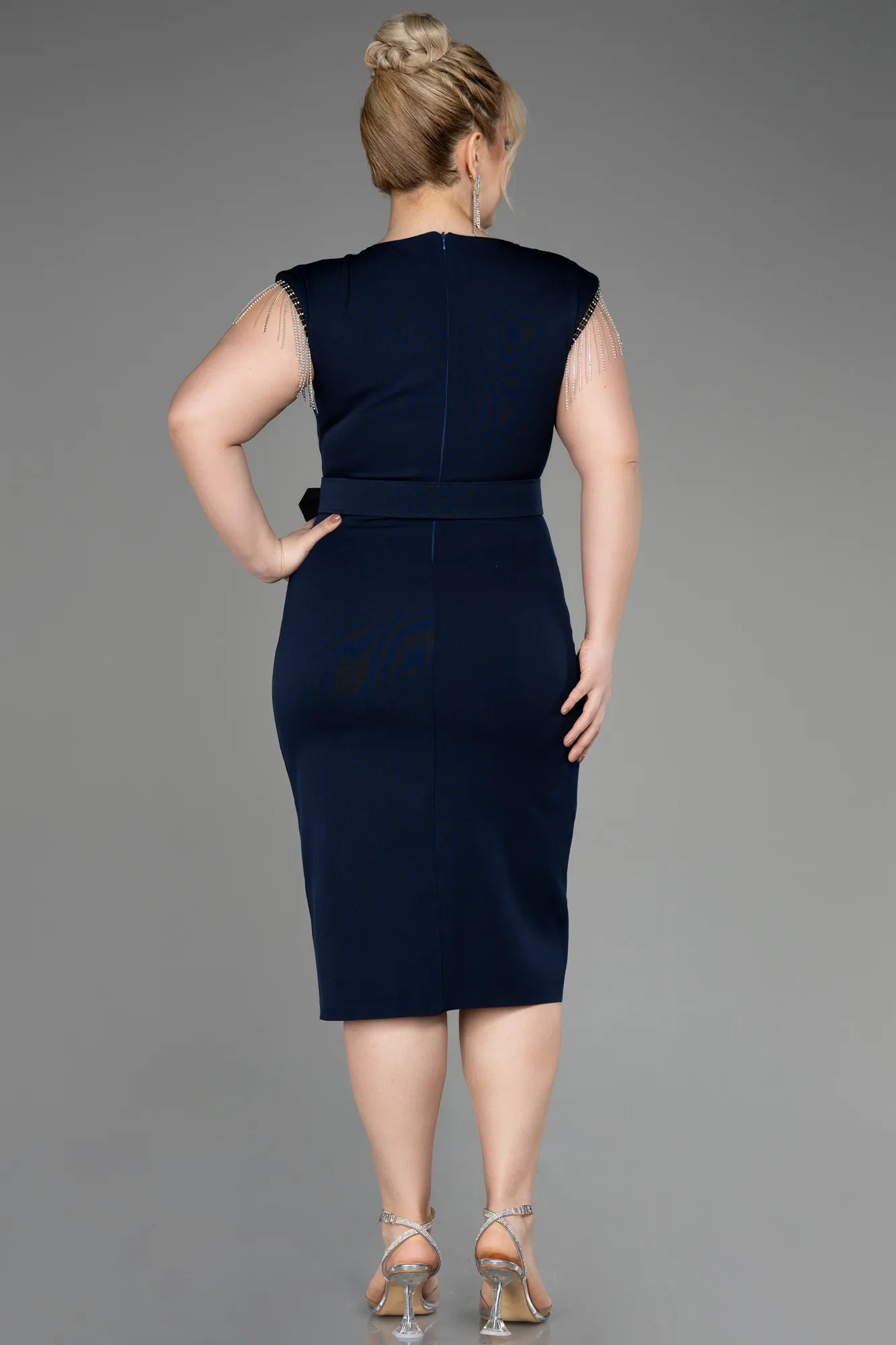 Navy Blue-Midi Plus Size Cocktail Dress ABK2023