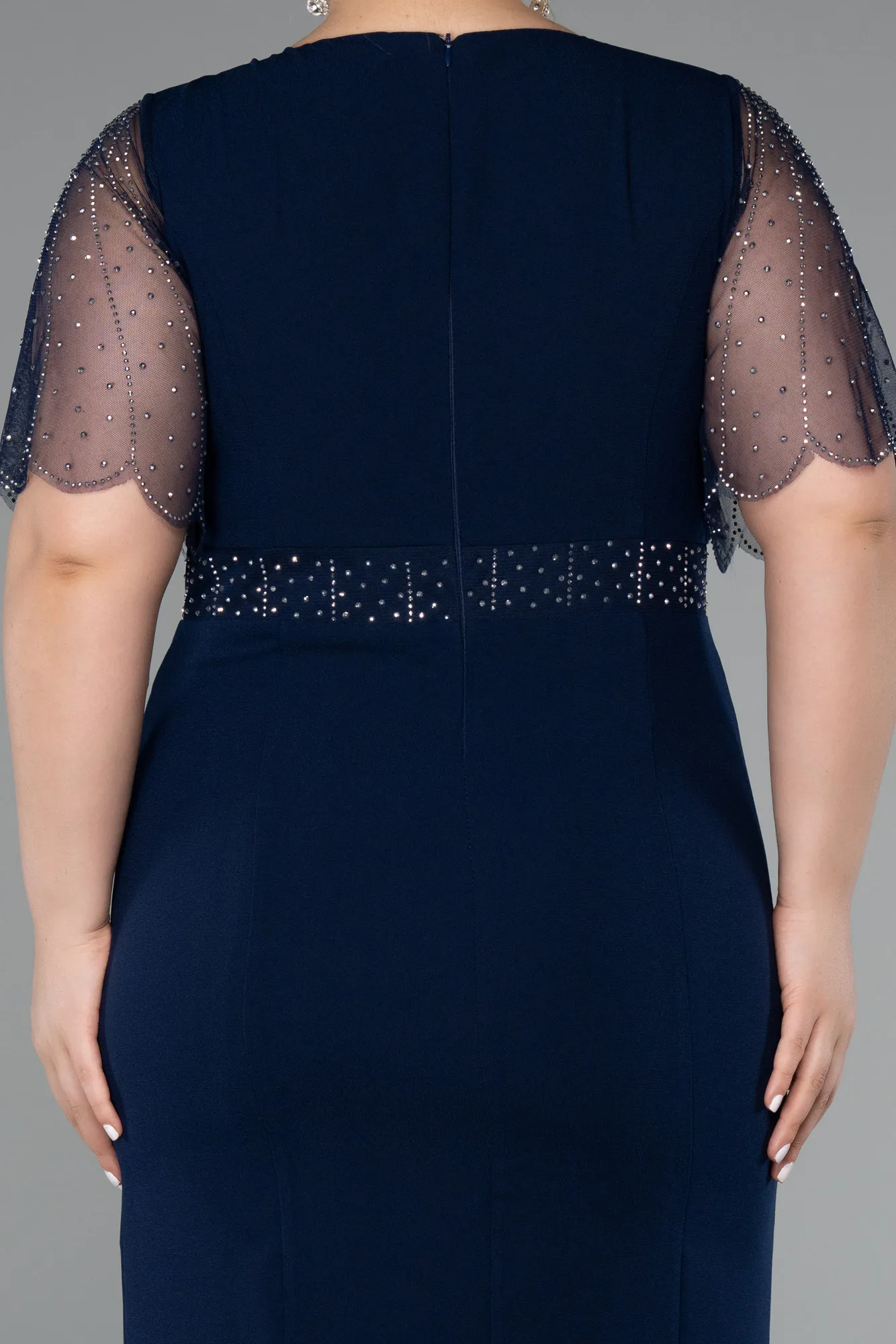Navy Blue-Midi Plus Size Cocktail Dress ABK2381