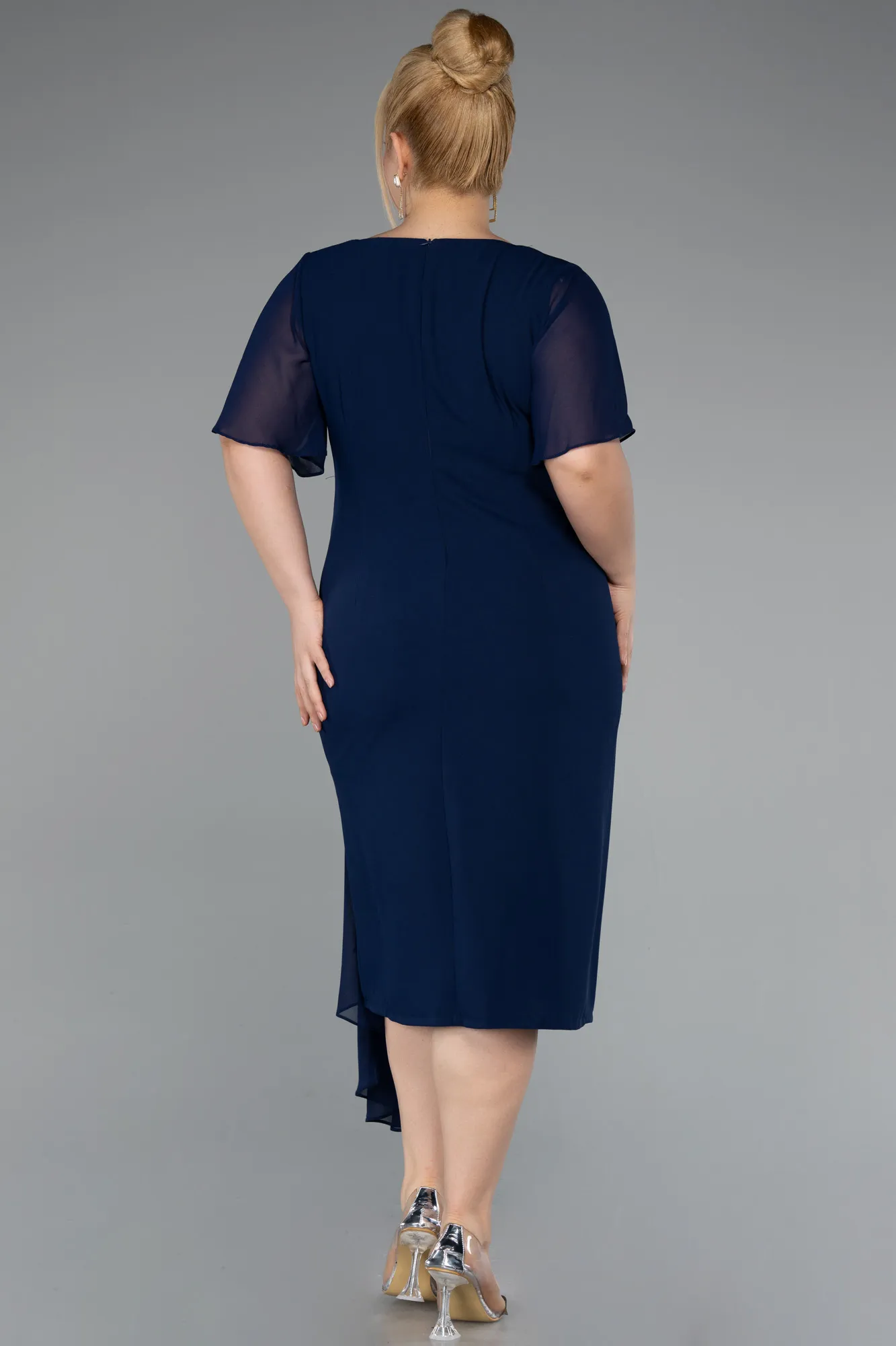 Navy Blue-Midi Plus Size Cocktail Dress ABK2401