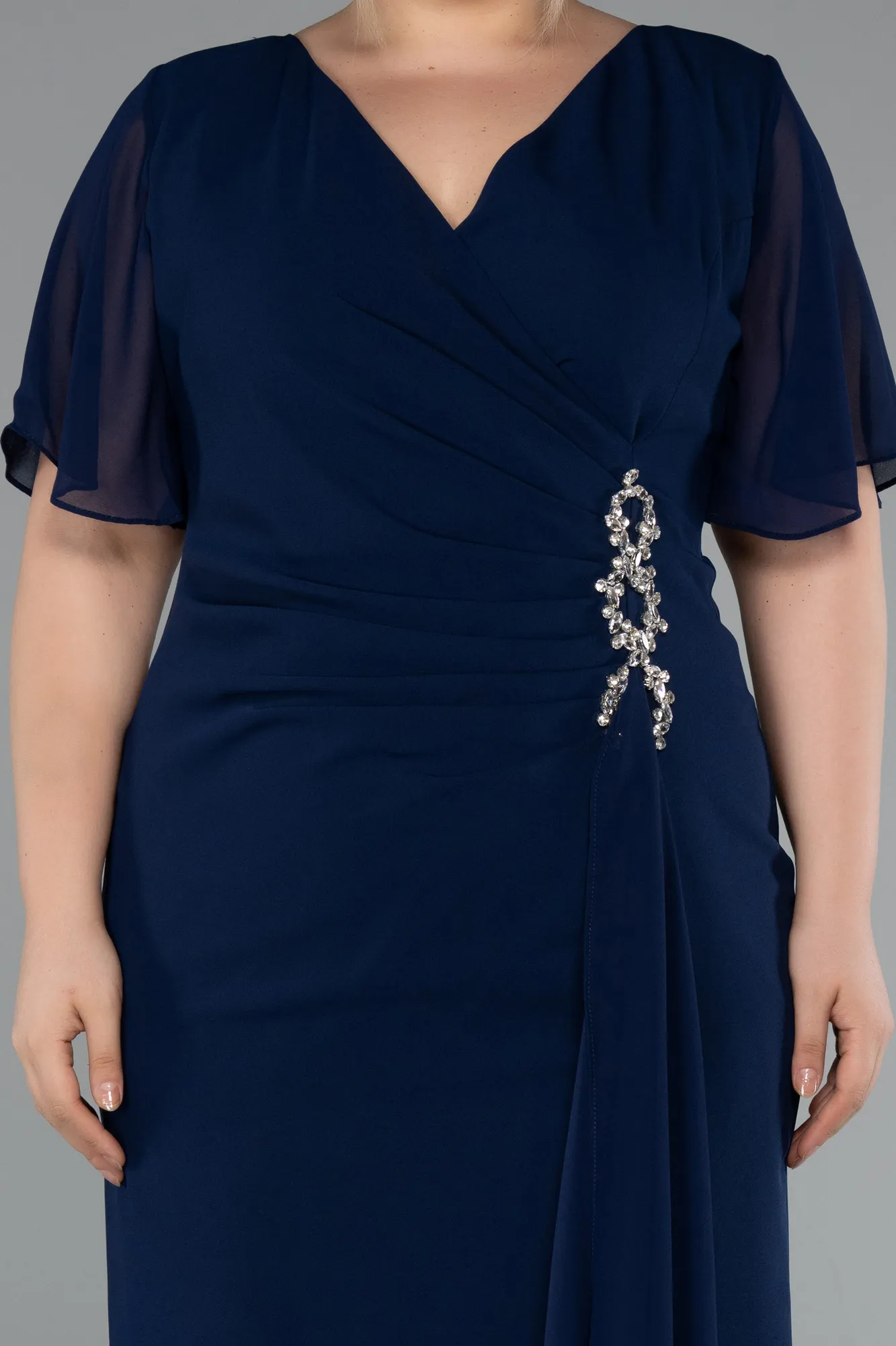 Navy Blue-Midi Plus Size Cocktail Dress ABK2401