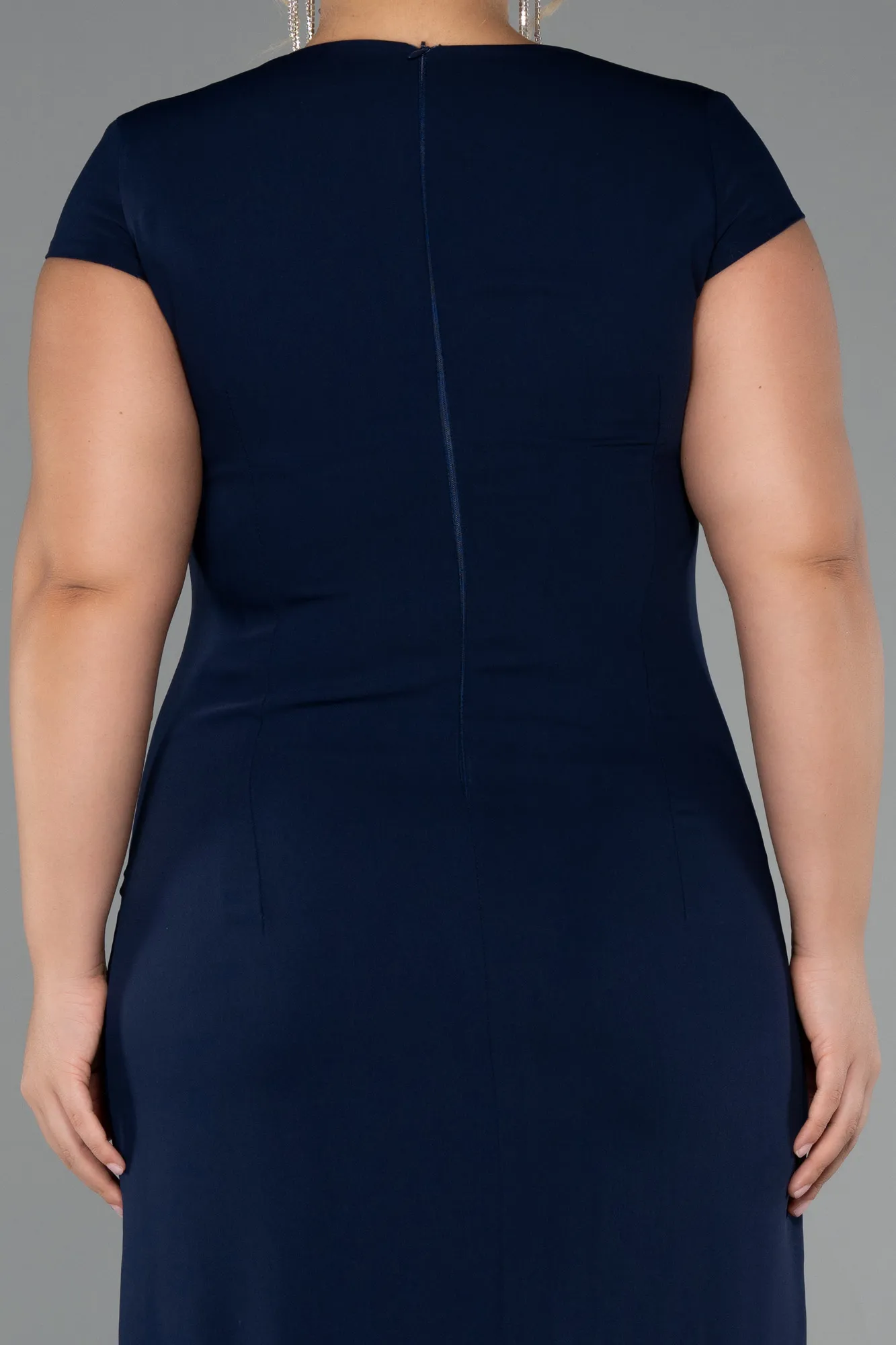 Navy Blue-Midi Plus Size Cocktail Dress ABK2445