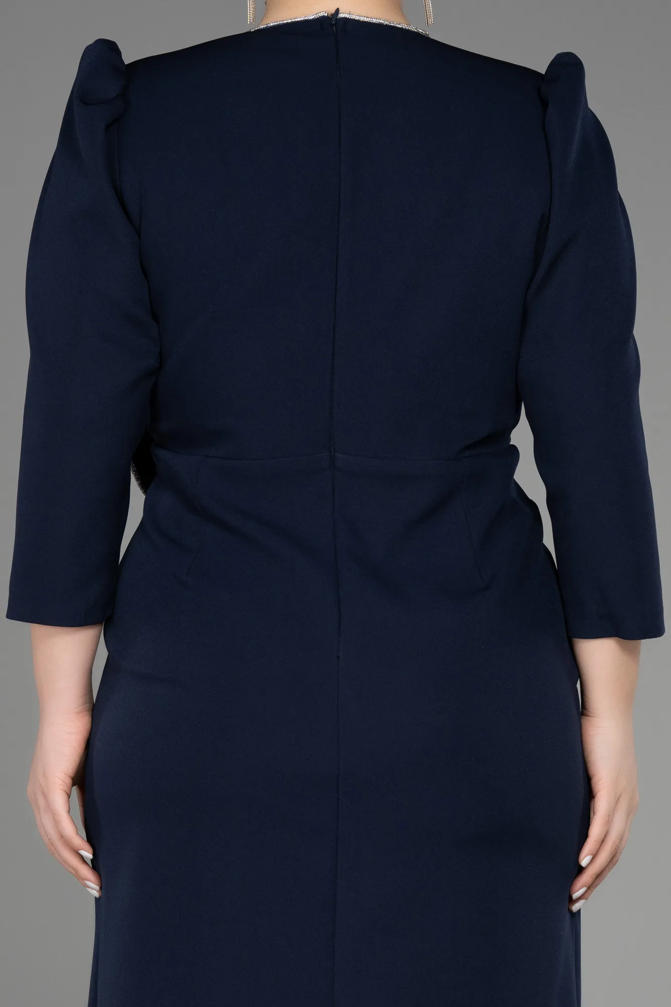 Navy Blue-Midi Plus Size Party Dress ABK1993