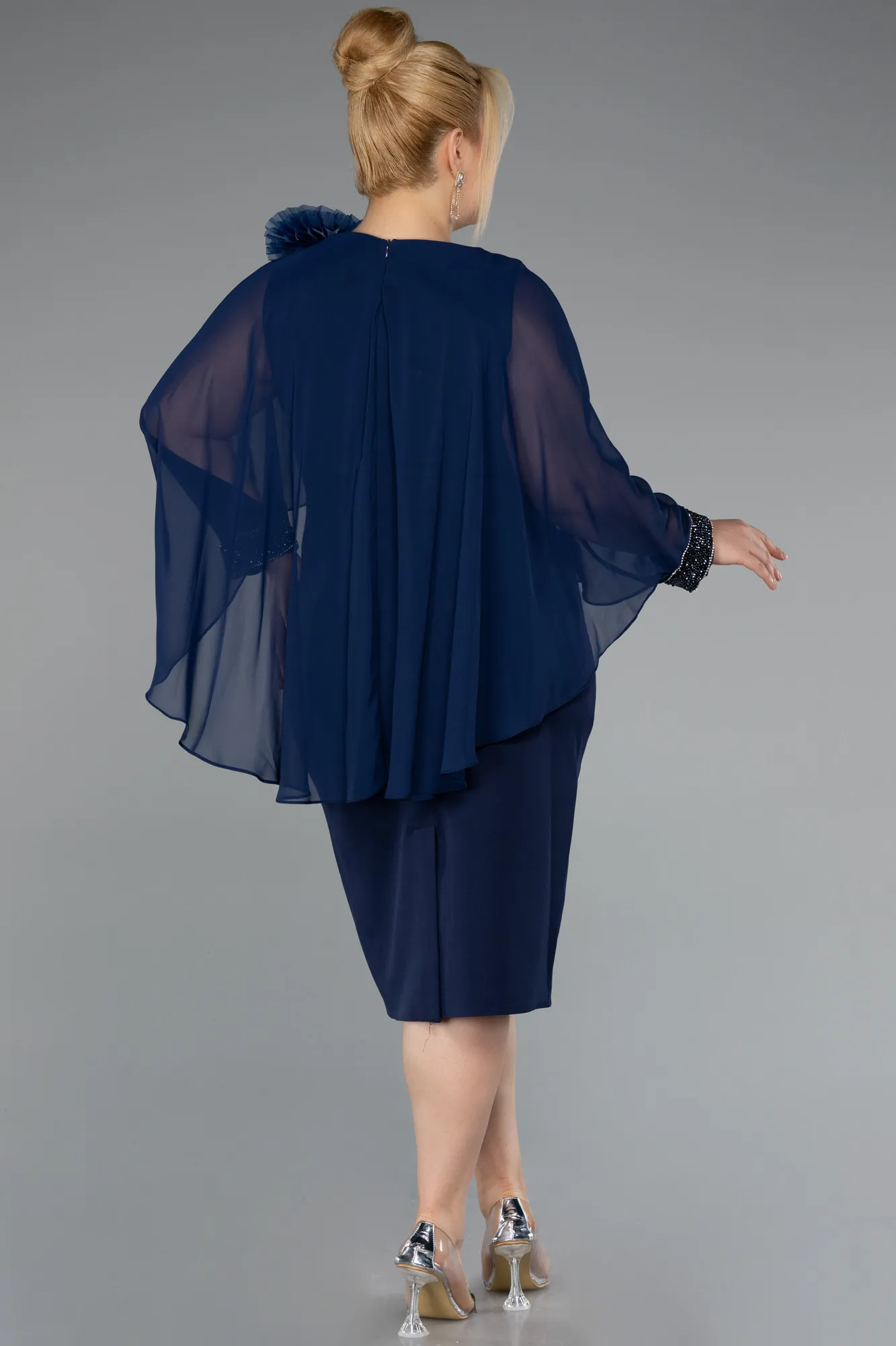 Navy Blue-Midi Plus Size Party Dress ABK2383
