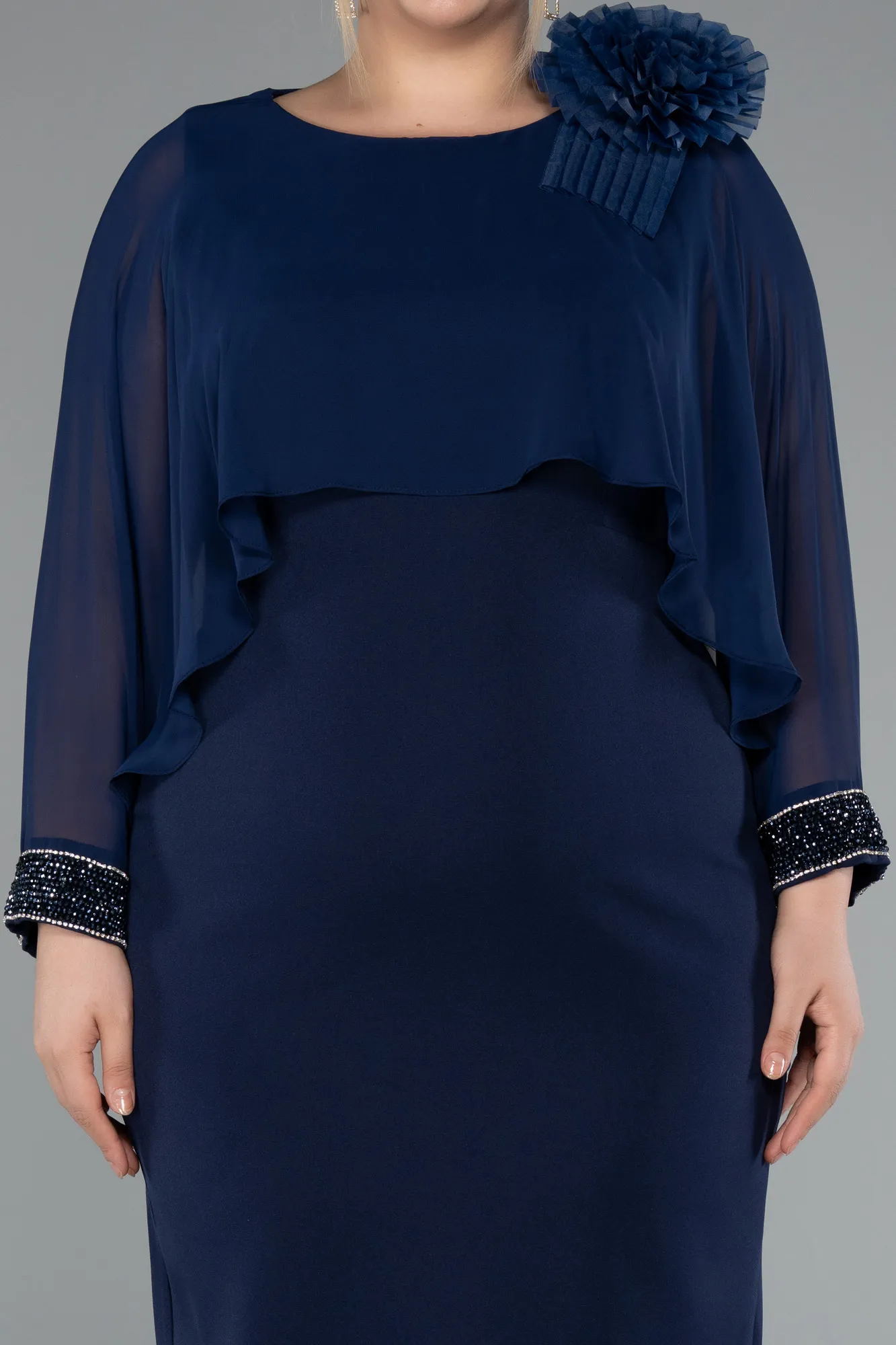 Navy Blue-Midi Plus Size Party Dress ABK2383