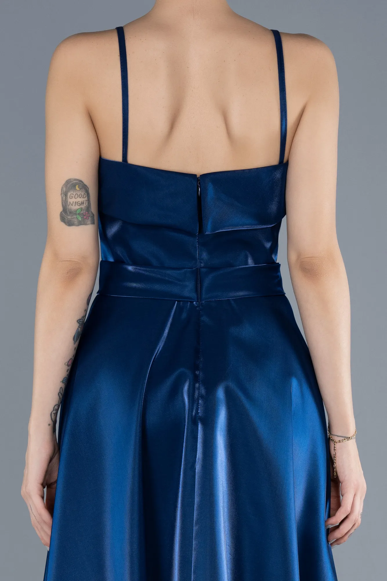 Navy Blue-Midi Satin Cocktail Dress ABK2242