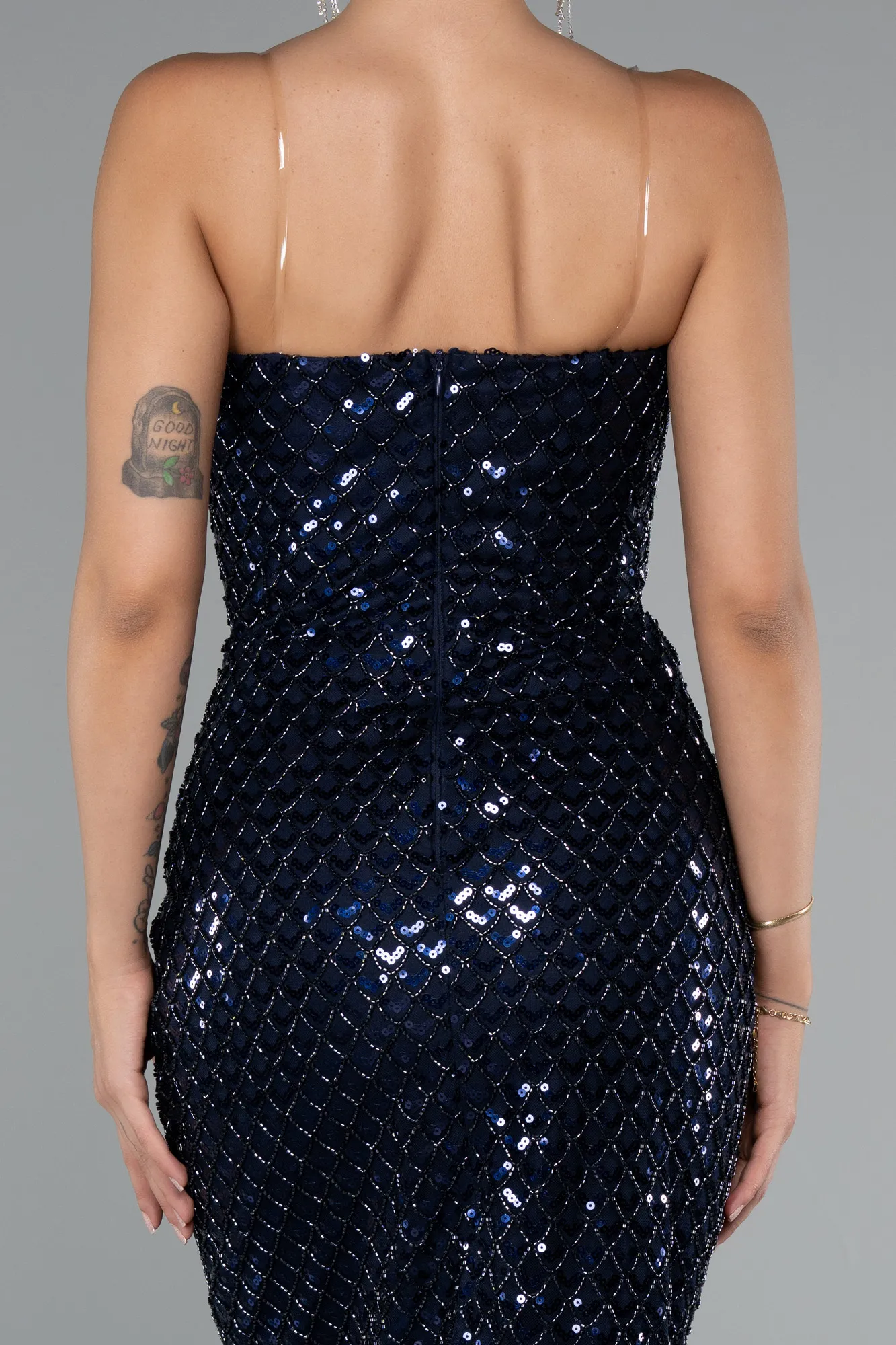 Navy Blue-Midi Scaly Cocktail Dress ABK2389