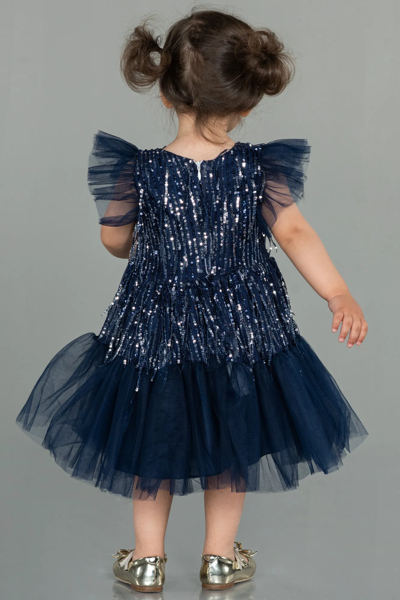 Navy Blue-Midi Scaly Girl Dress ABK1718