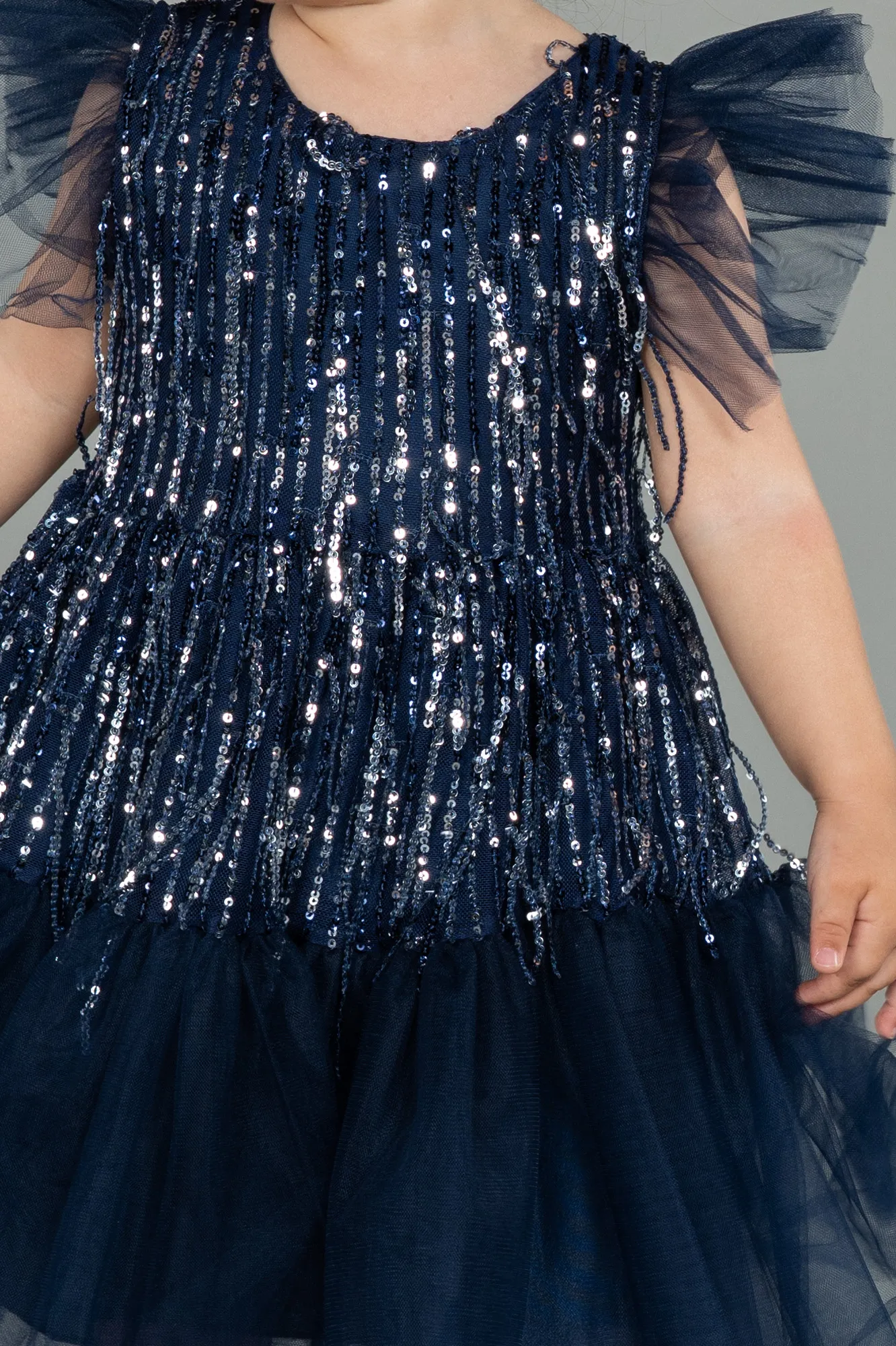 Navy Blue-Midi Scaly Girl Dress ABK1718