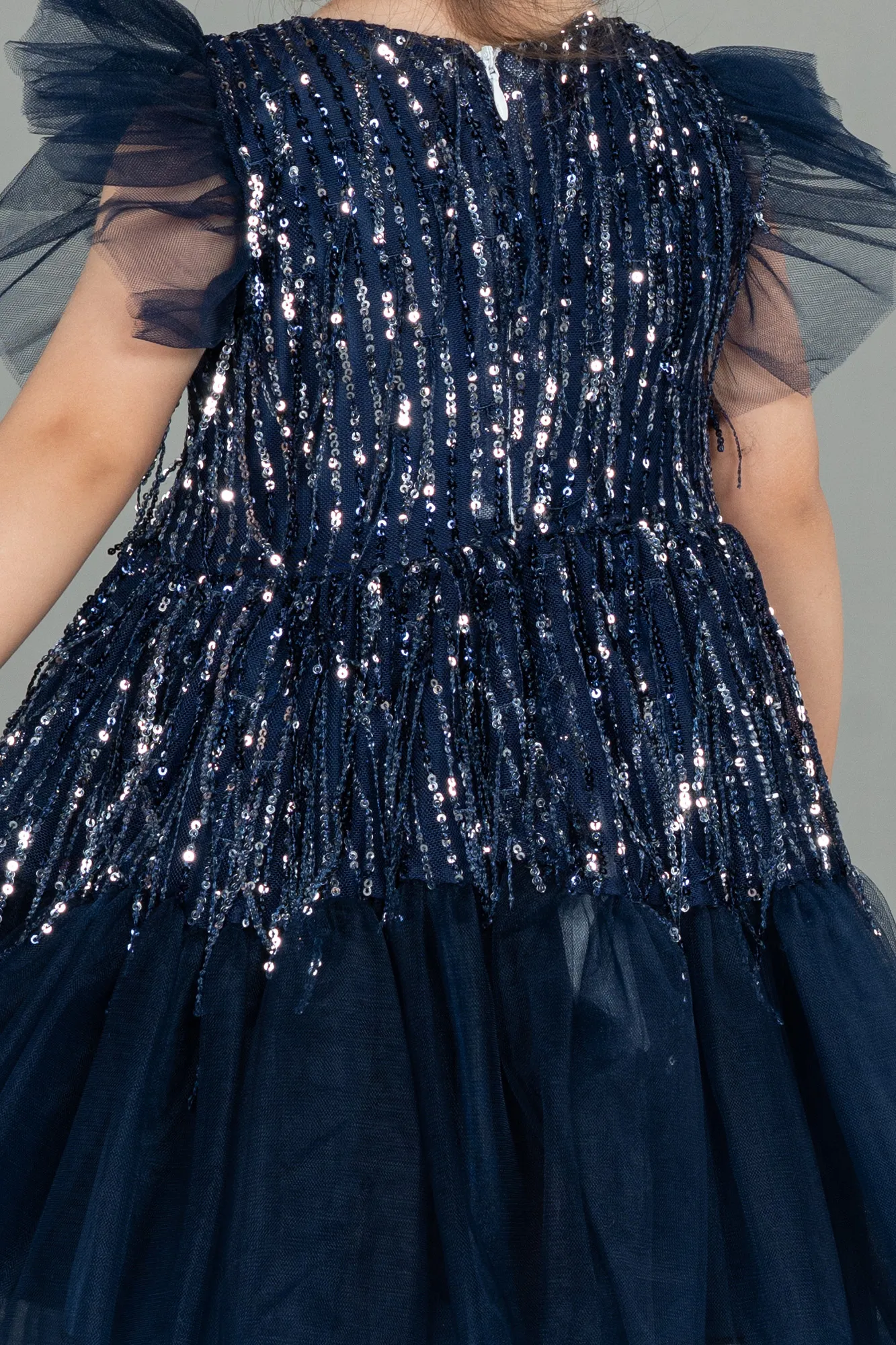 Navy Blue-Midi Scaly Girl Dress ABK1718