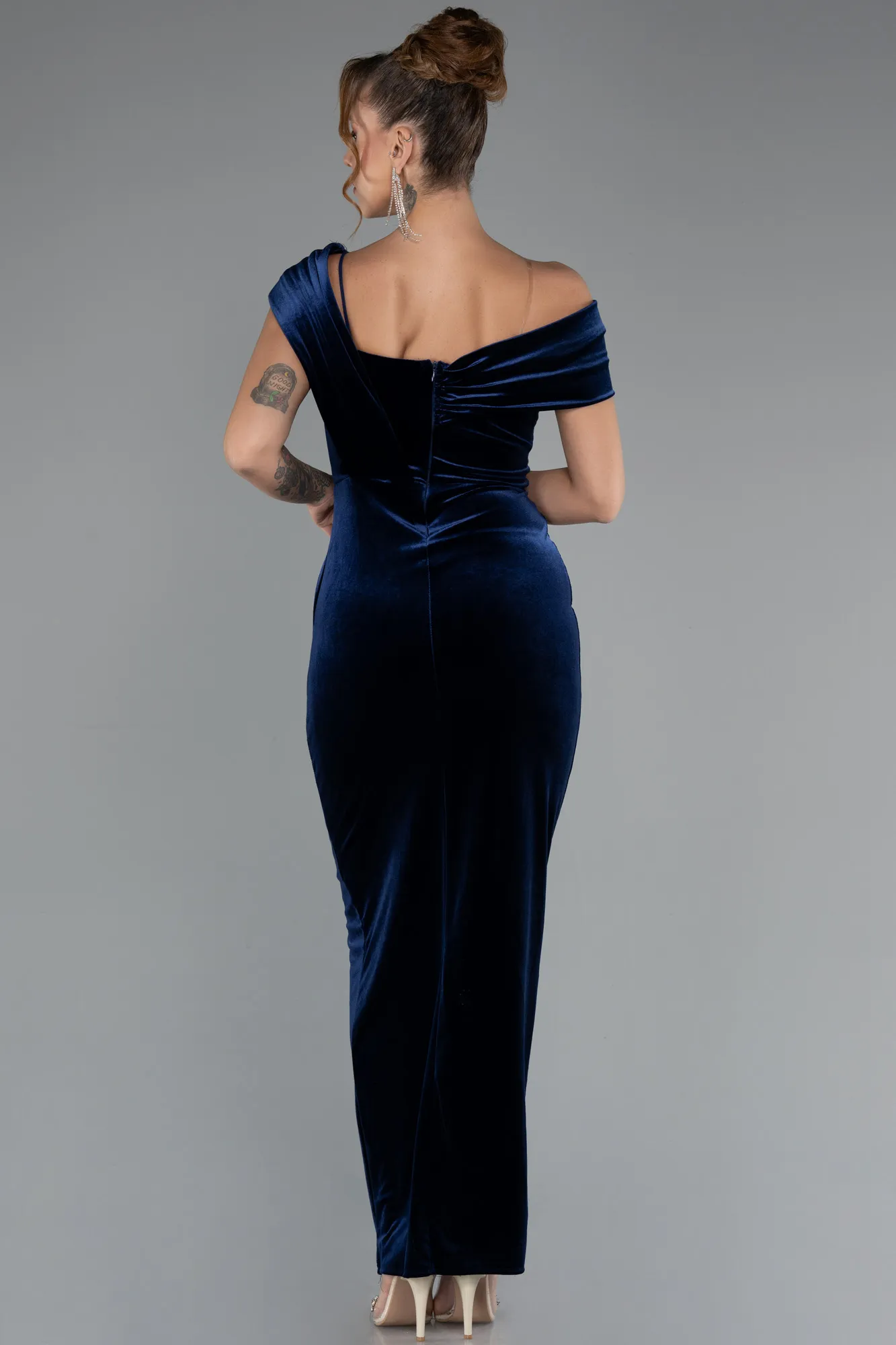 Navy Blue-Midi Velvet Party Dress ABK2454