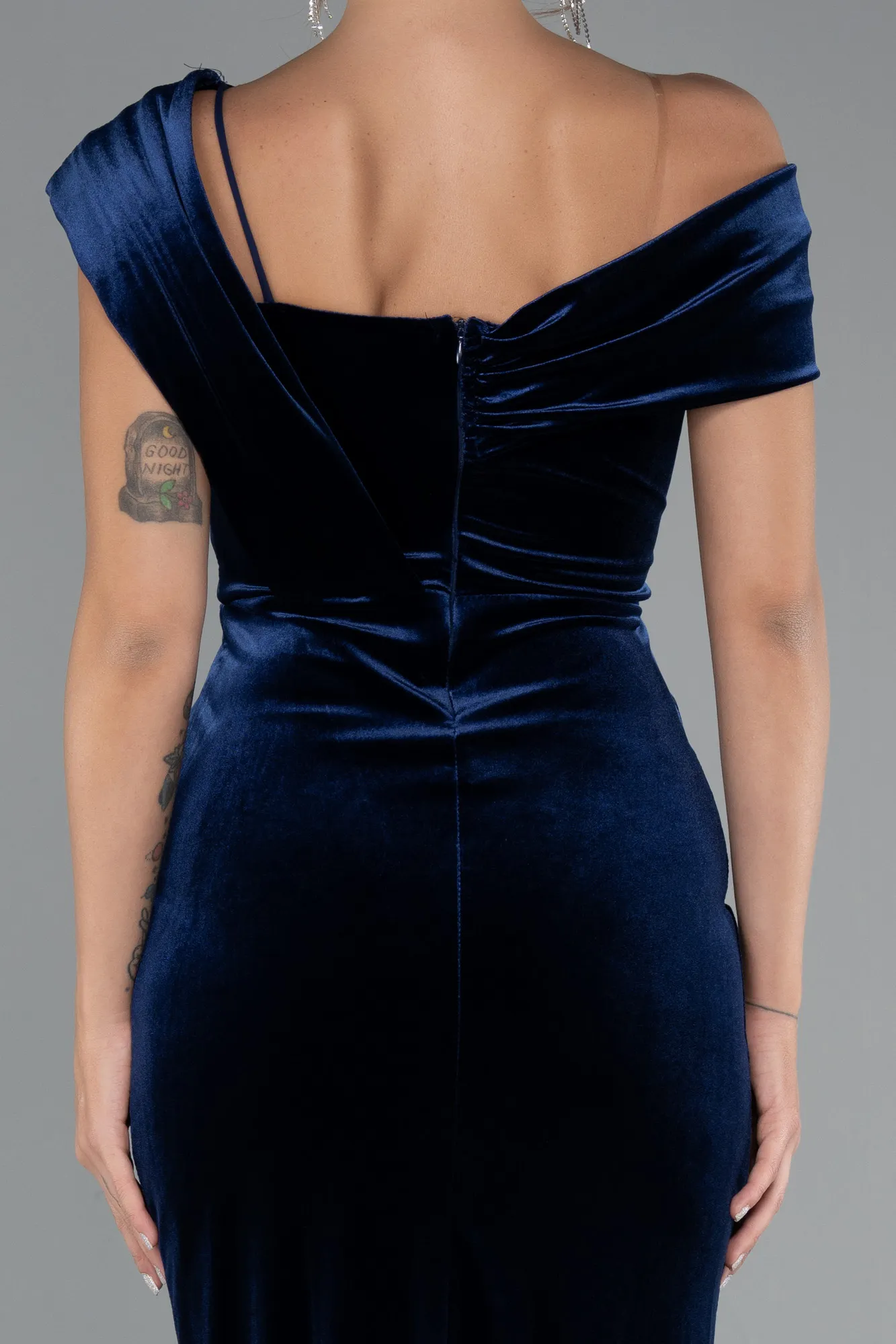 Navy Blue-Midi Velvet Party Dress ABK2454