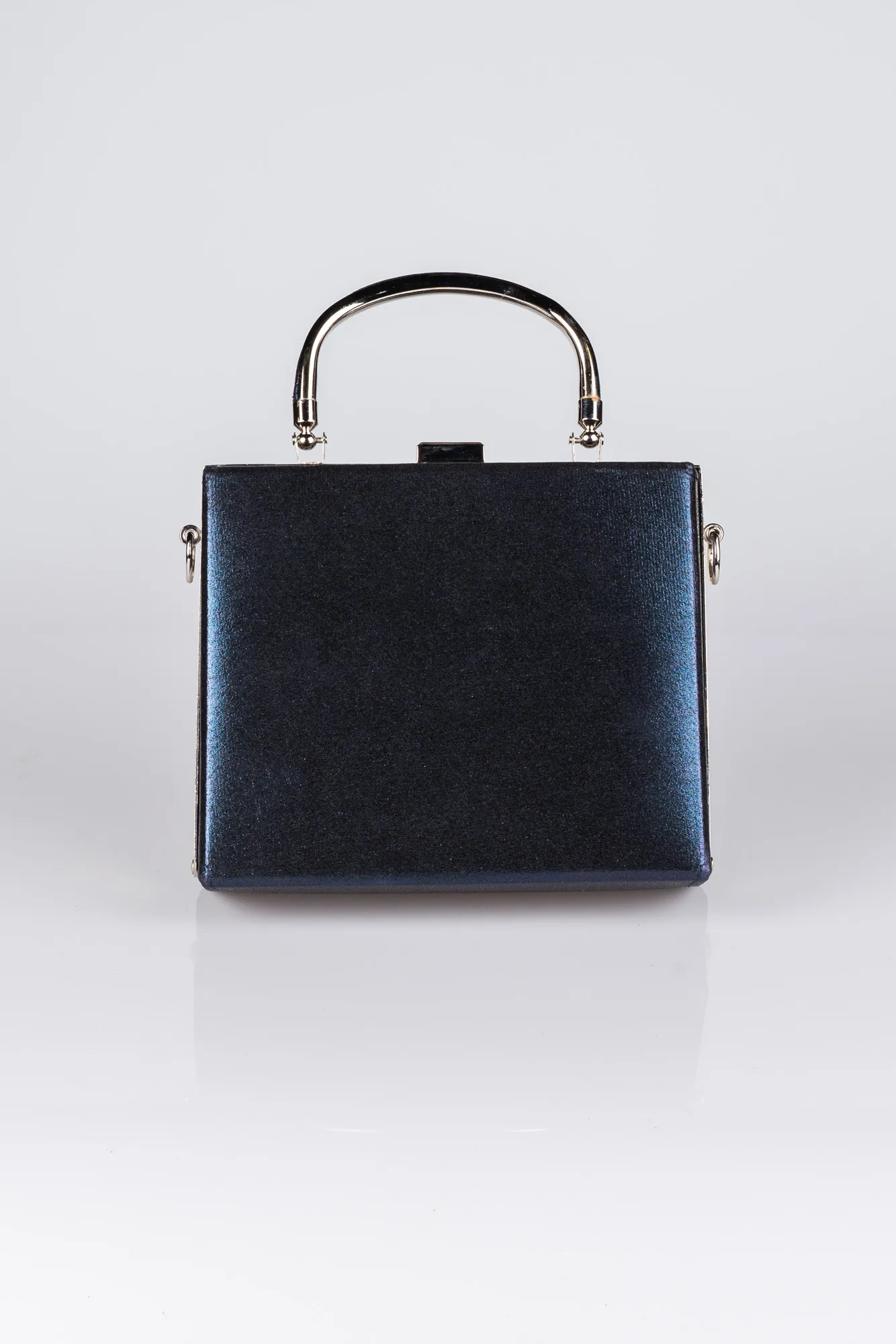 Navy Blue-Plaster Fabric Box Bag V294