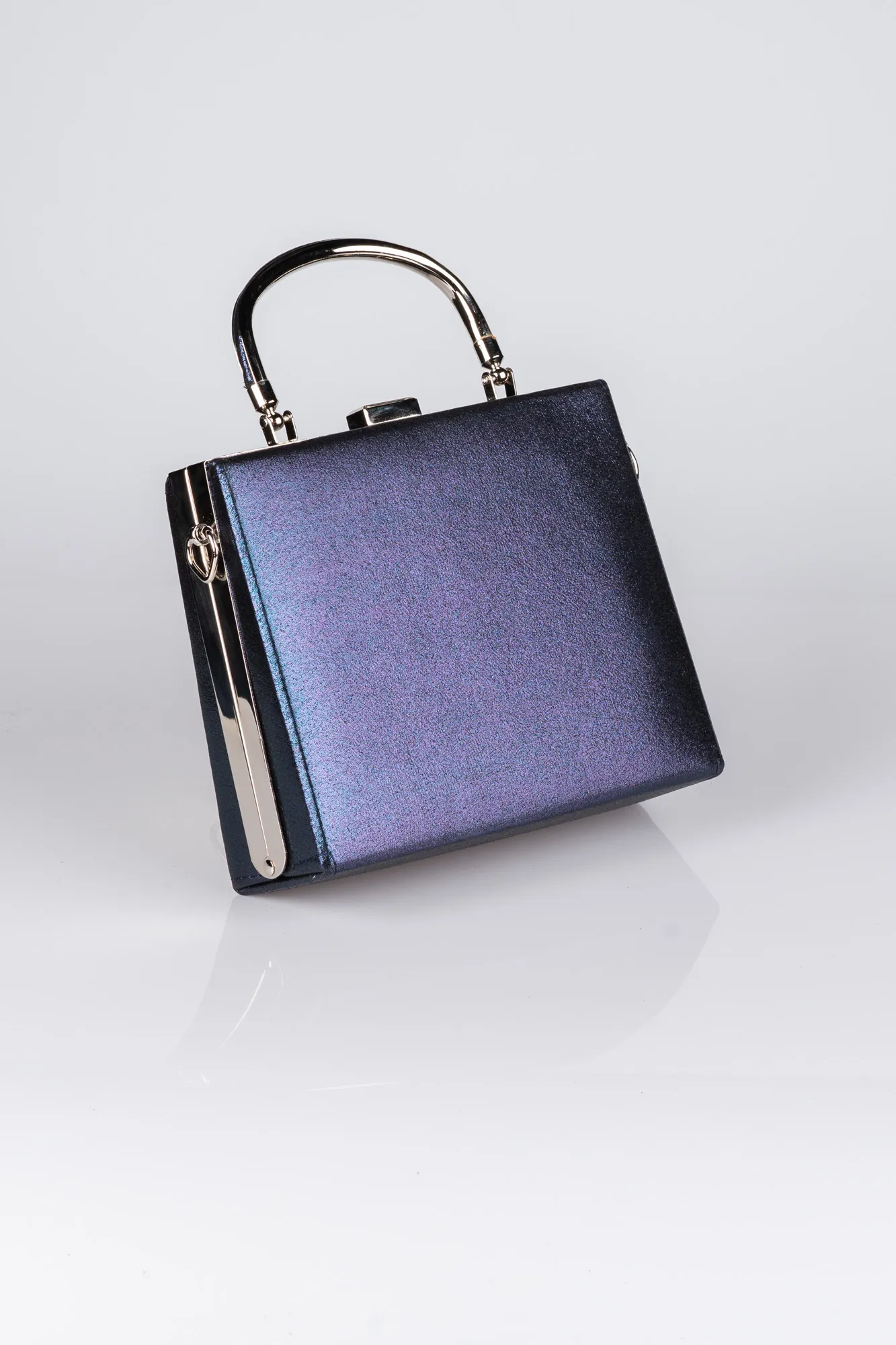 Navy Blue-Plaster Fabric Box Bag V294