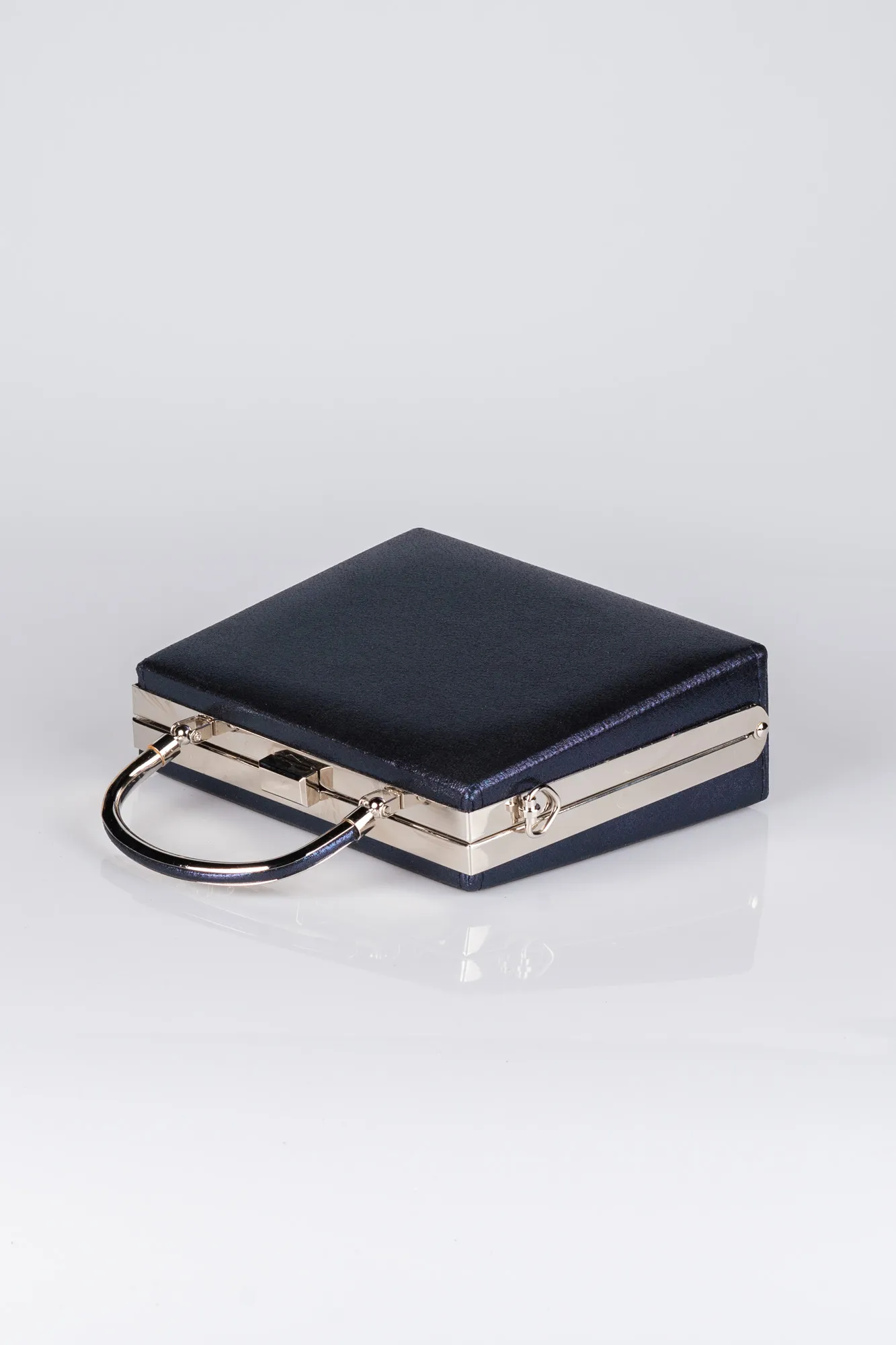 Navy Blue-Plaster Fabric Box Bag V294