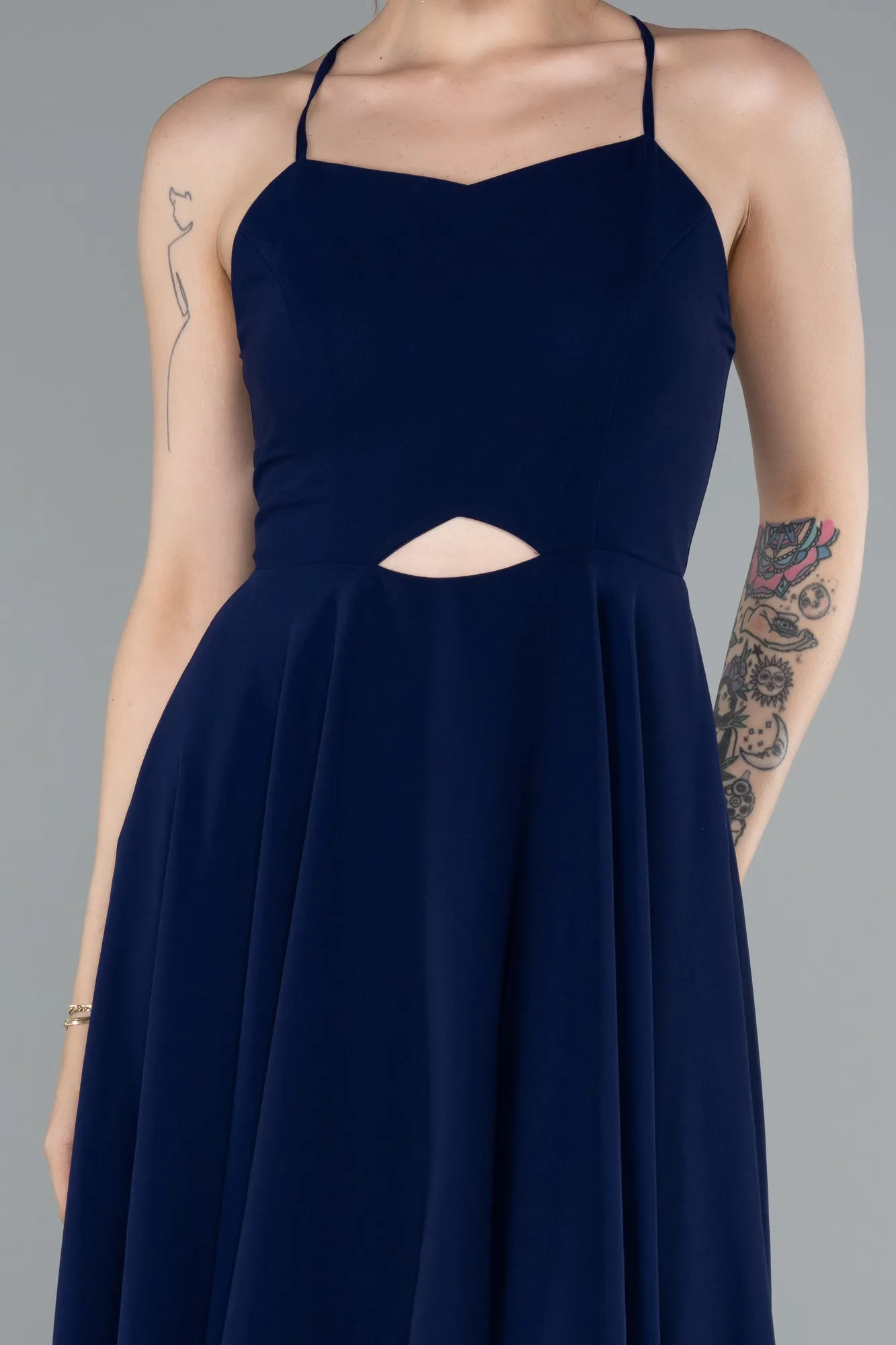 Navy Blue-Short Chiffon Cocktail Dress ABK2358