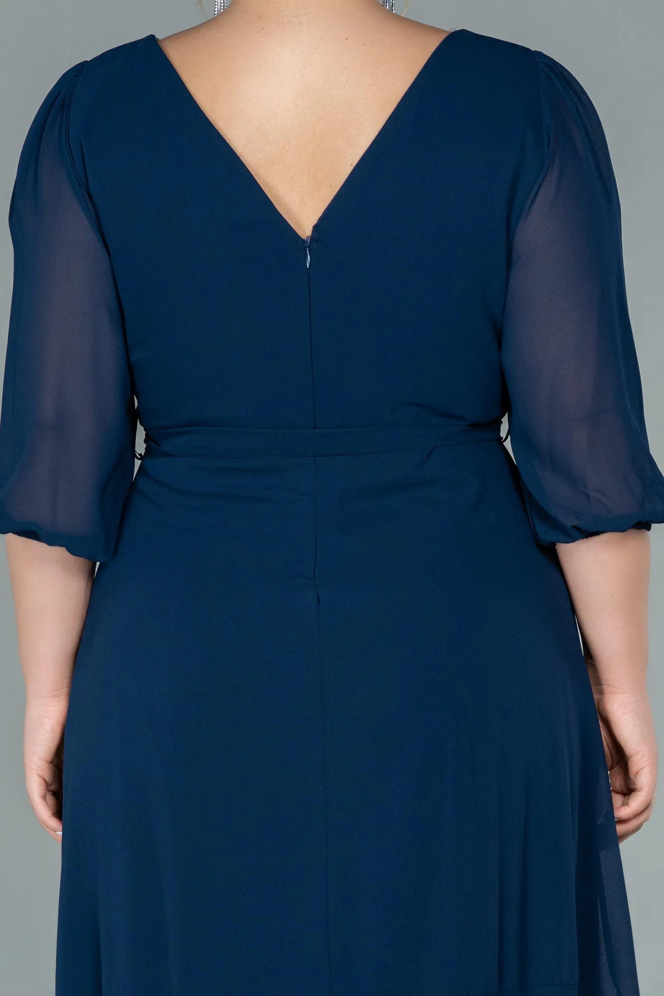 Navy Blue-Short Chiffon Oversized Evening Dress ABK1340