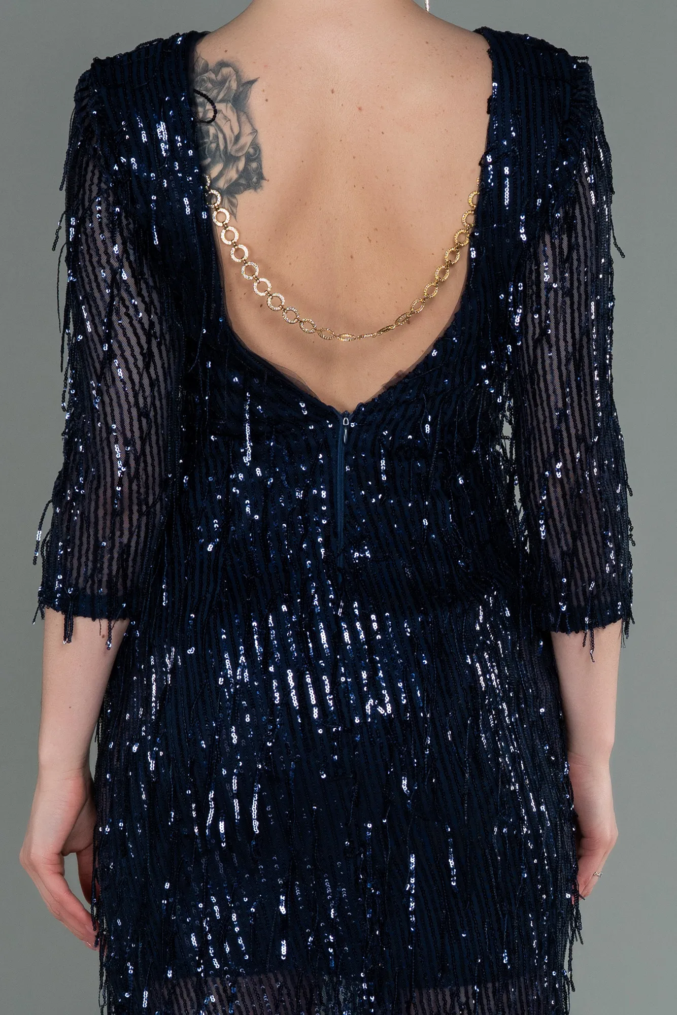 Navy Blue-Short Evening Dress ABK1599