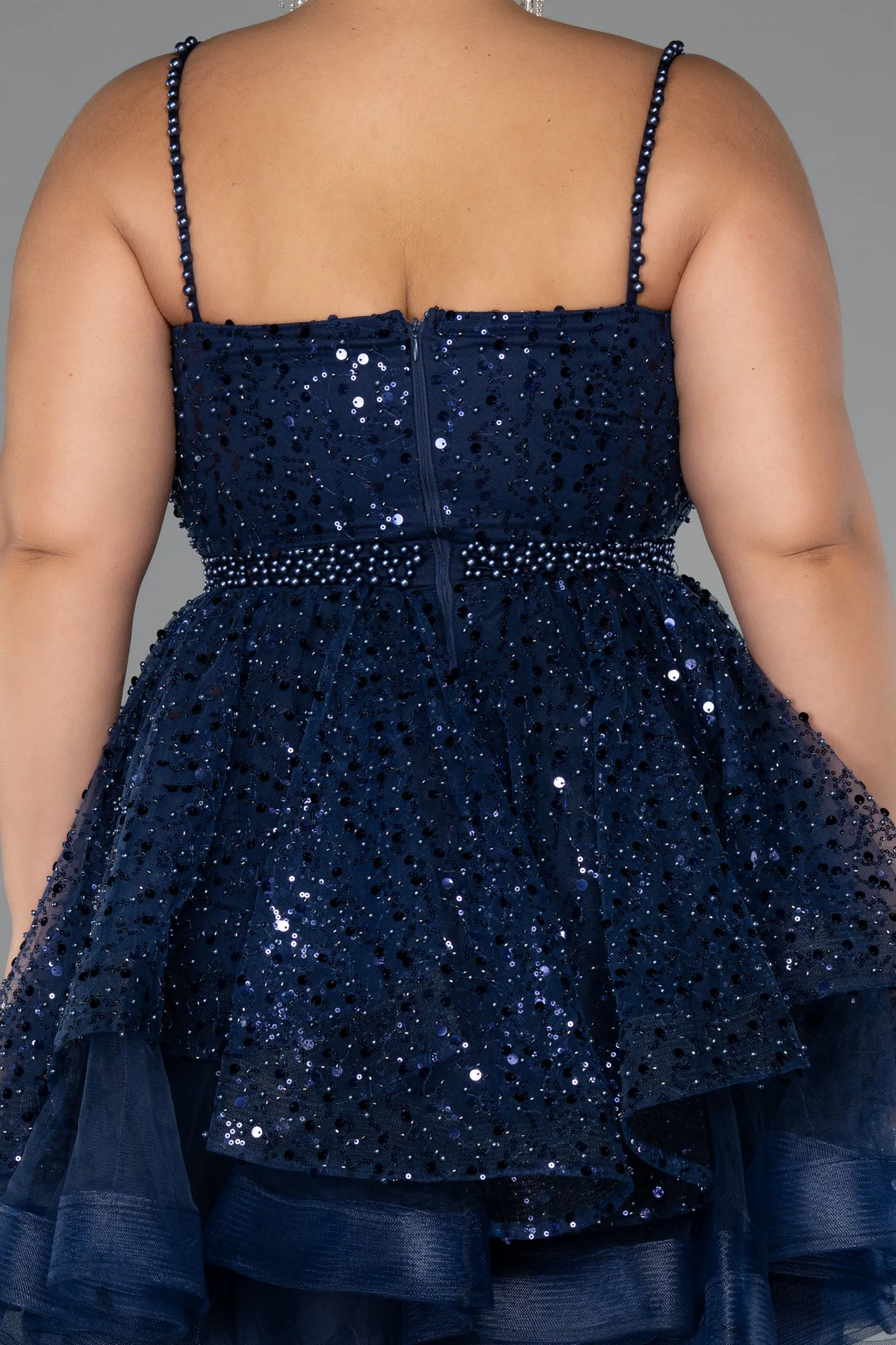 Navy Blue-Short Formal Plus Size Dress ABK2436