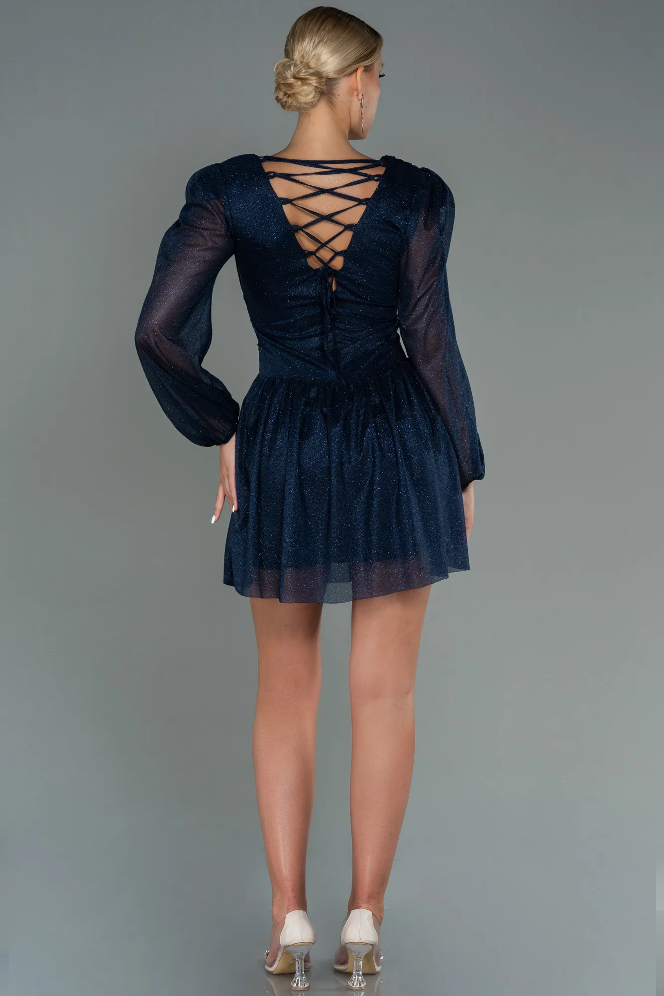 Navy Blue-Short Invitation Dress ABK1743