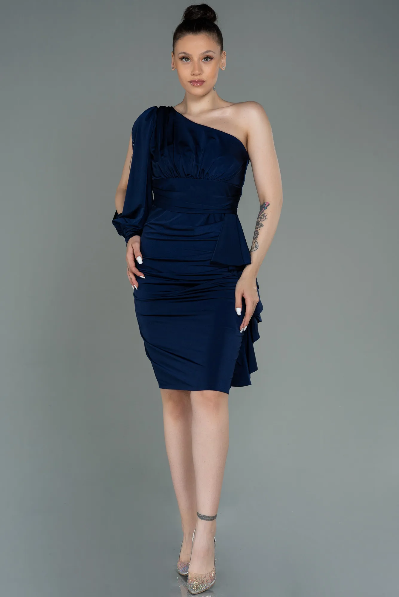 Navy Blue-Short Invitation Dress ABK1762