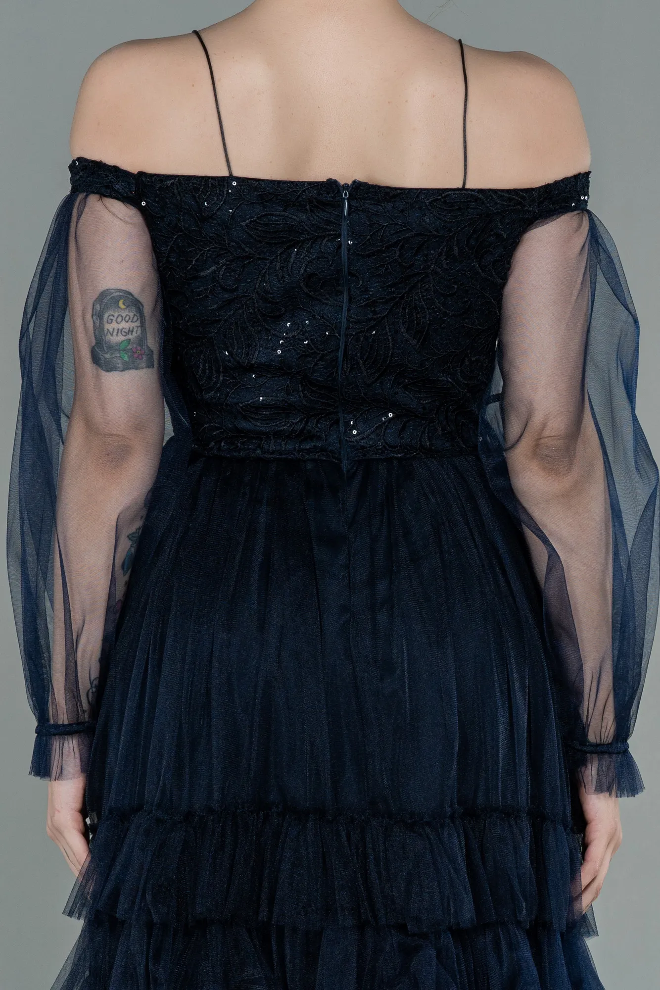 Navy Blue-Short Invitation Dress ABK992