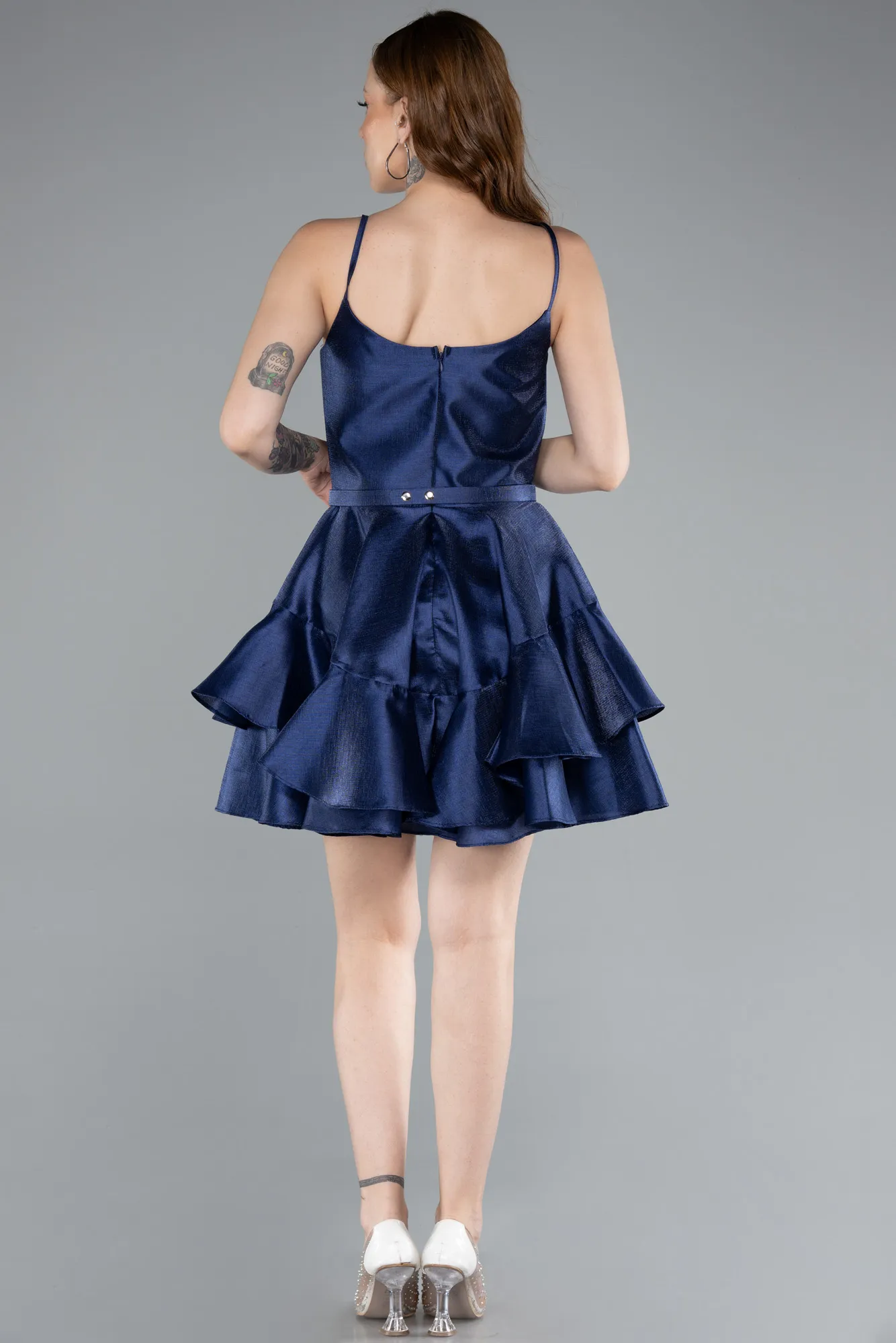 Navy Blue-Short Mermaid Prom Dress ABK2356