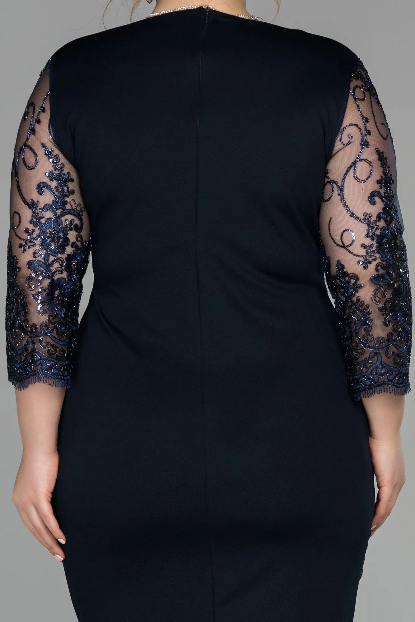 Navy Blue-Short Oversized Evening Dress ABK833