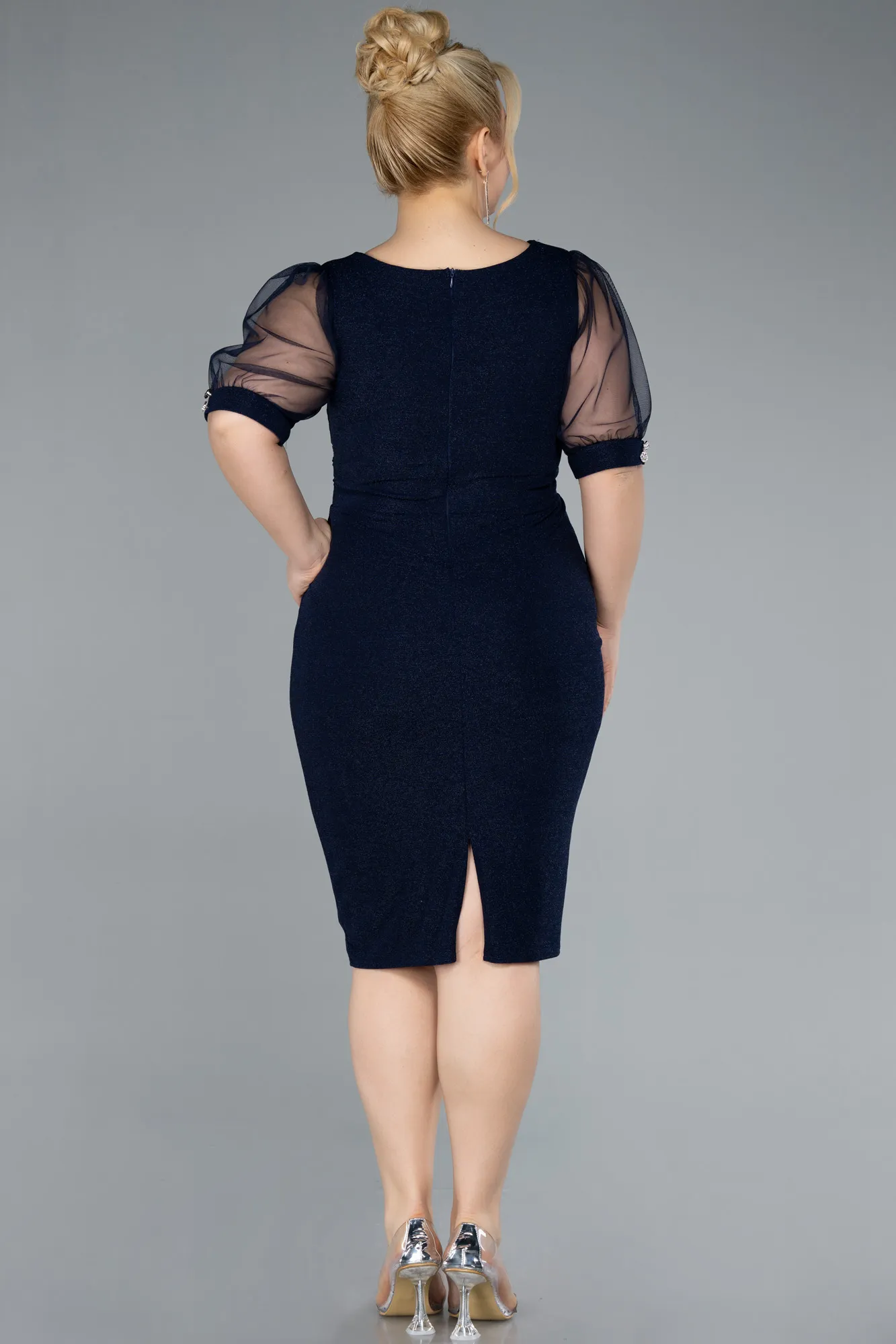 Navy Blue-Short Plus Size Cocktail Dress ABK2247