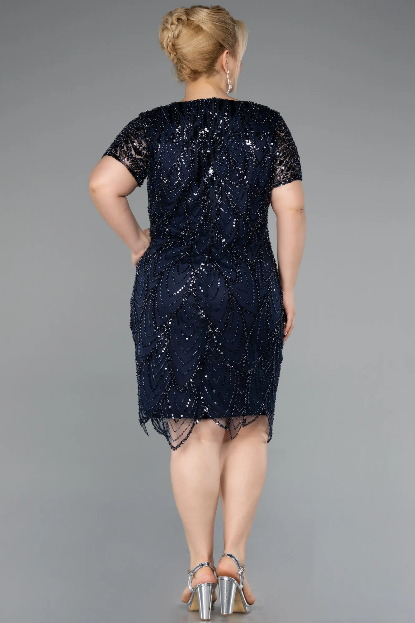 Navy Blue-Short Plus Size Cocktail Dress ABK2380