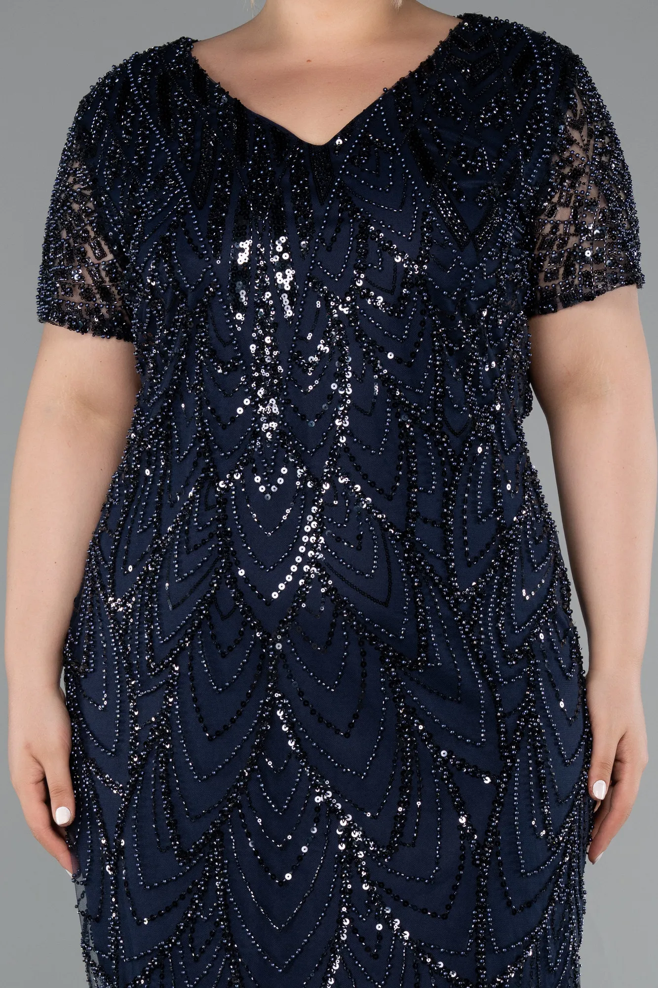 Navy Blue-Short Plus Size Cocktail Dress ABK2380