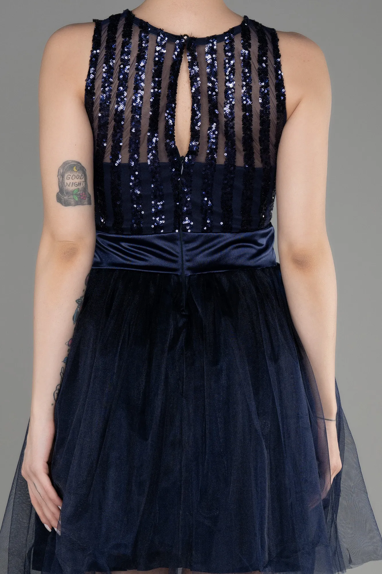 Navy Blue-Short Prom Gown ABK2016