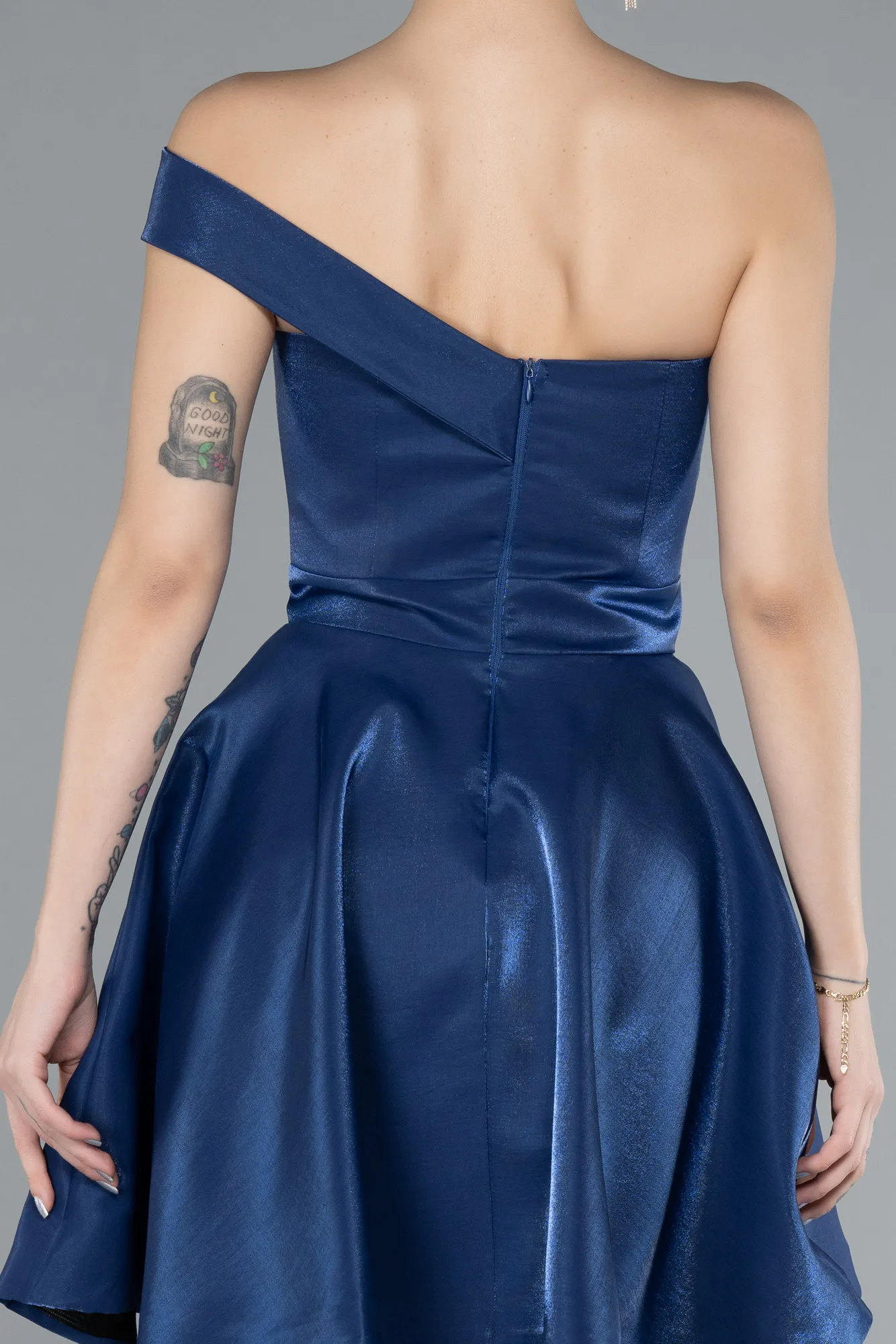 Navy Blue-Short Satin Cocktail Dress ABK2237