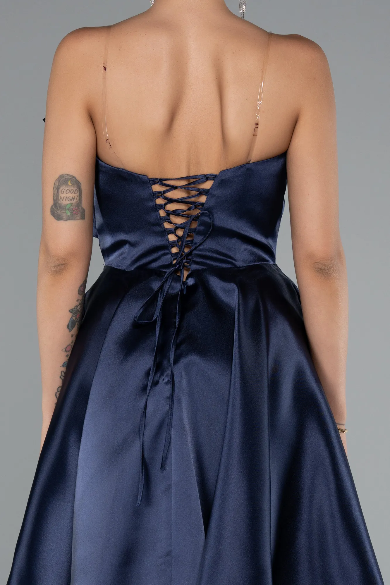 Navy Blue-Short Satin Cocktail Dress ABK2394