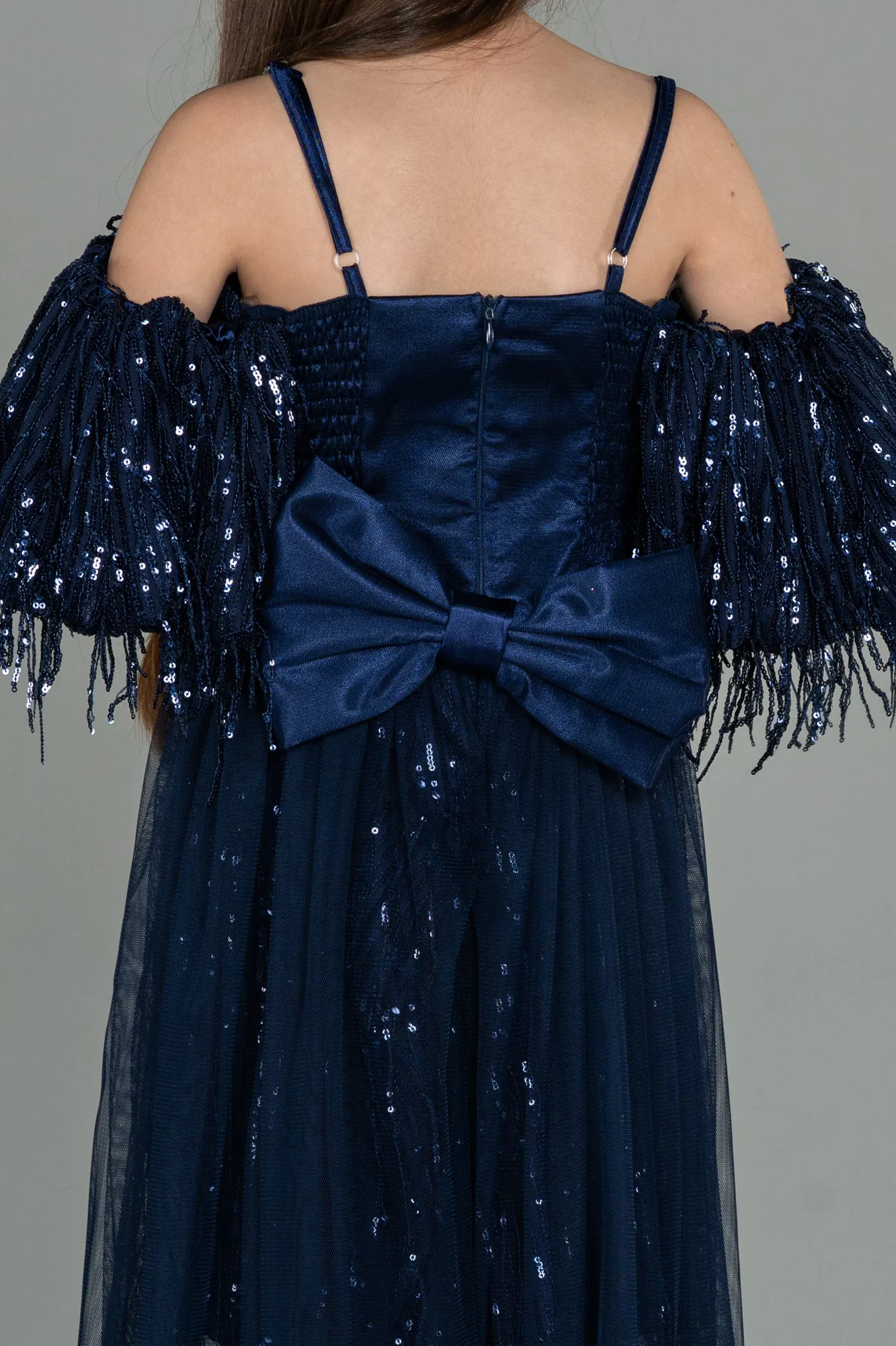 Navy Blue-Short Scaly Girl Dress ABK1714