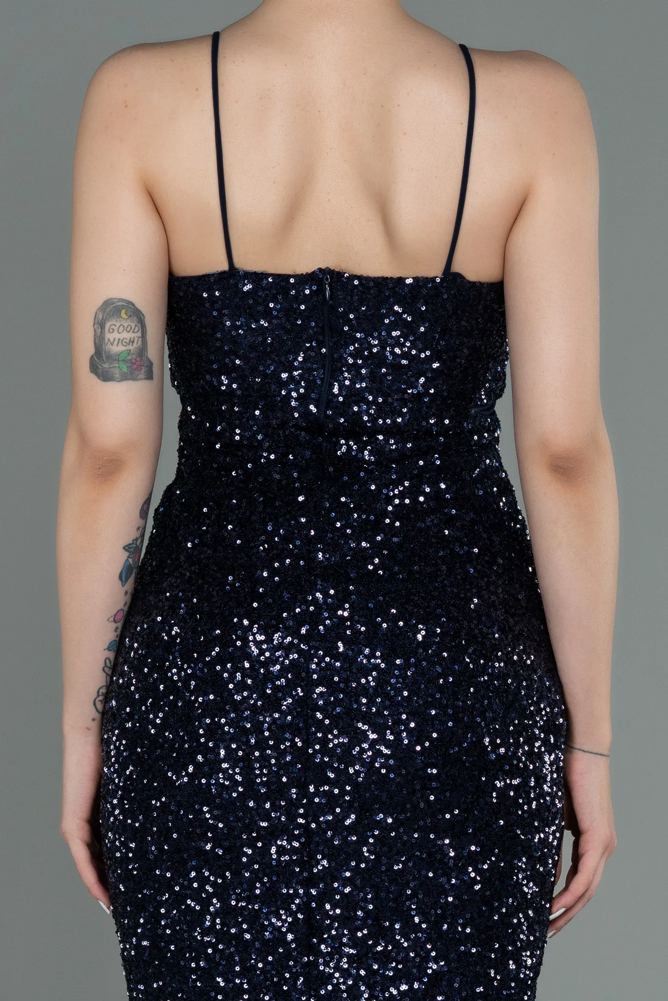 Navy Blue-Short Scaly Invitation Dress ABK1763