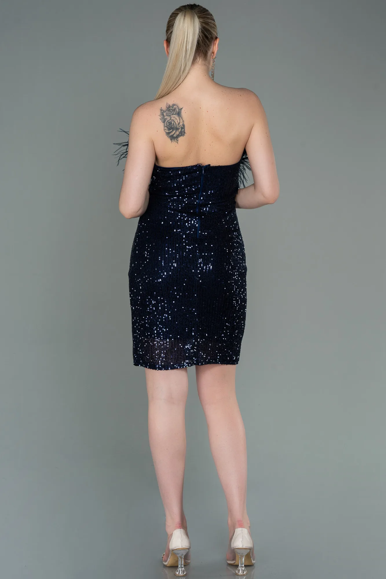 Navy Blue-Short Scaly Invitation Dress ABK1809