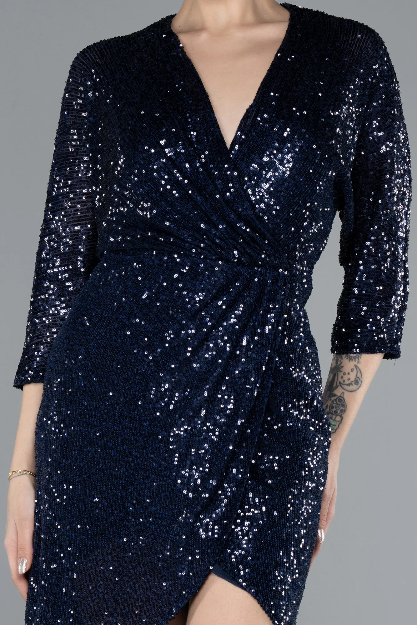 Navy Blue-Short Scaly Invitation Dress ABK1912