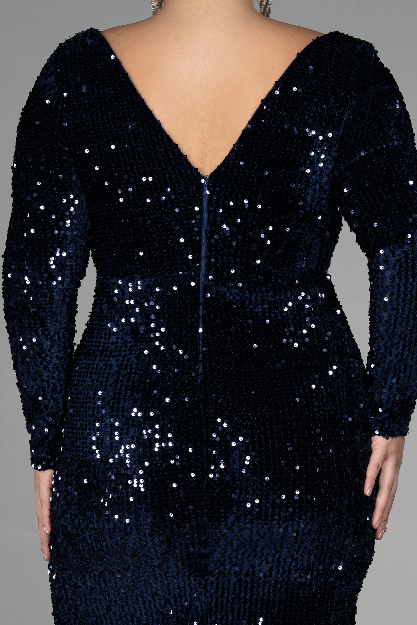 Navy Blue-Short Velvet Invitation Dress ABK1857