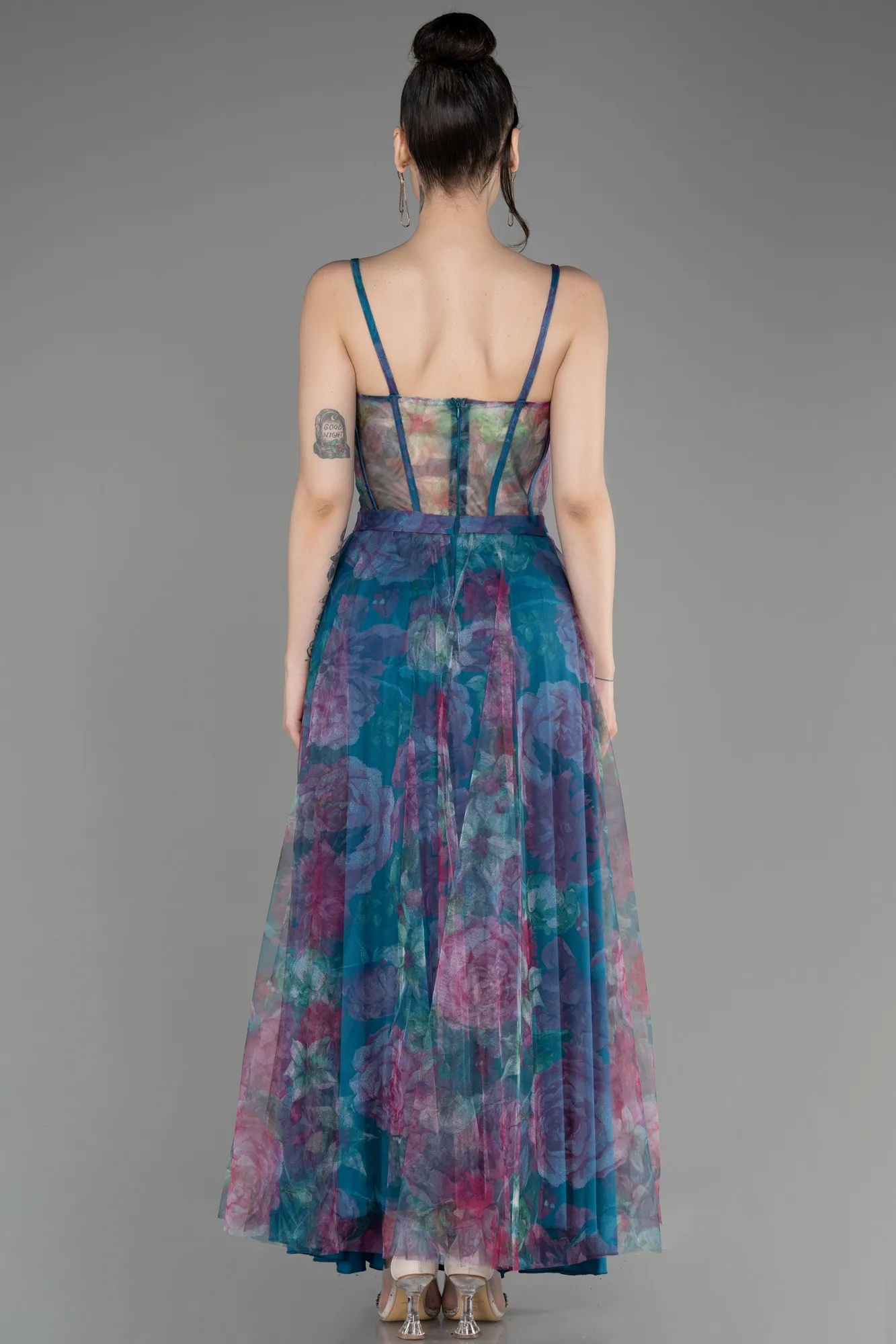 Oil Blue-Midi Prom Dress ABK2037