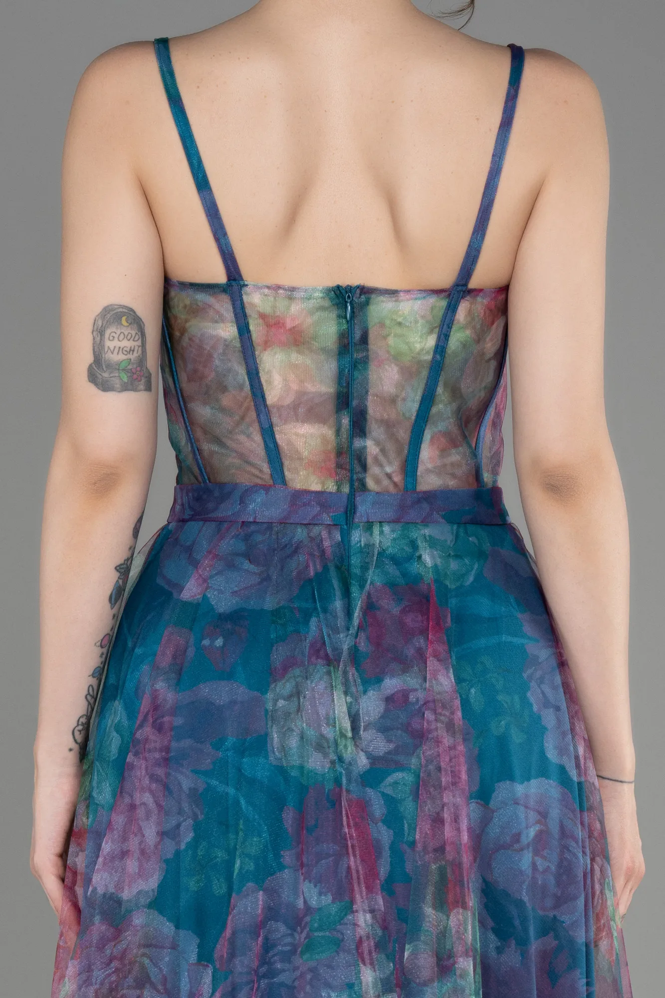 Oil Blue-Midi Prom Dress ABK2037