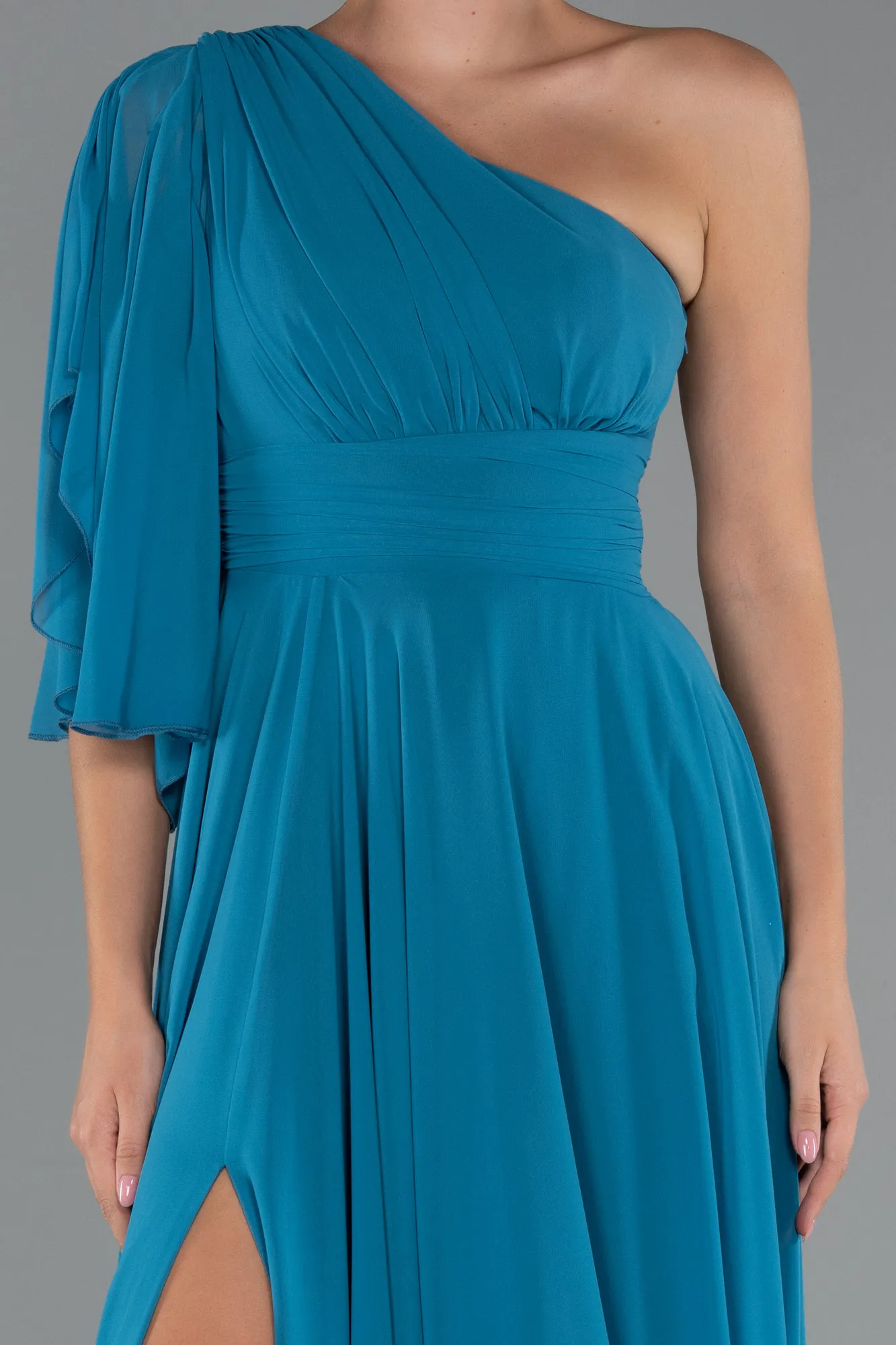 Oil Green-Long Chiffon Prom Gown ABU5259