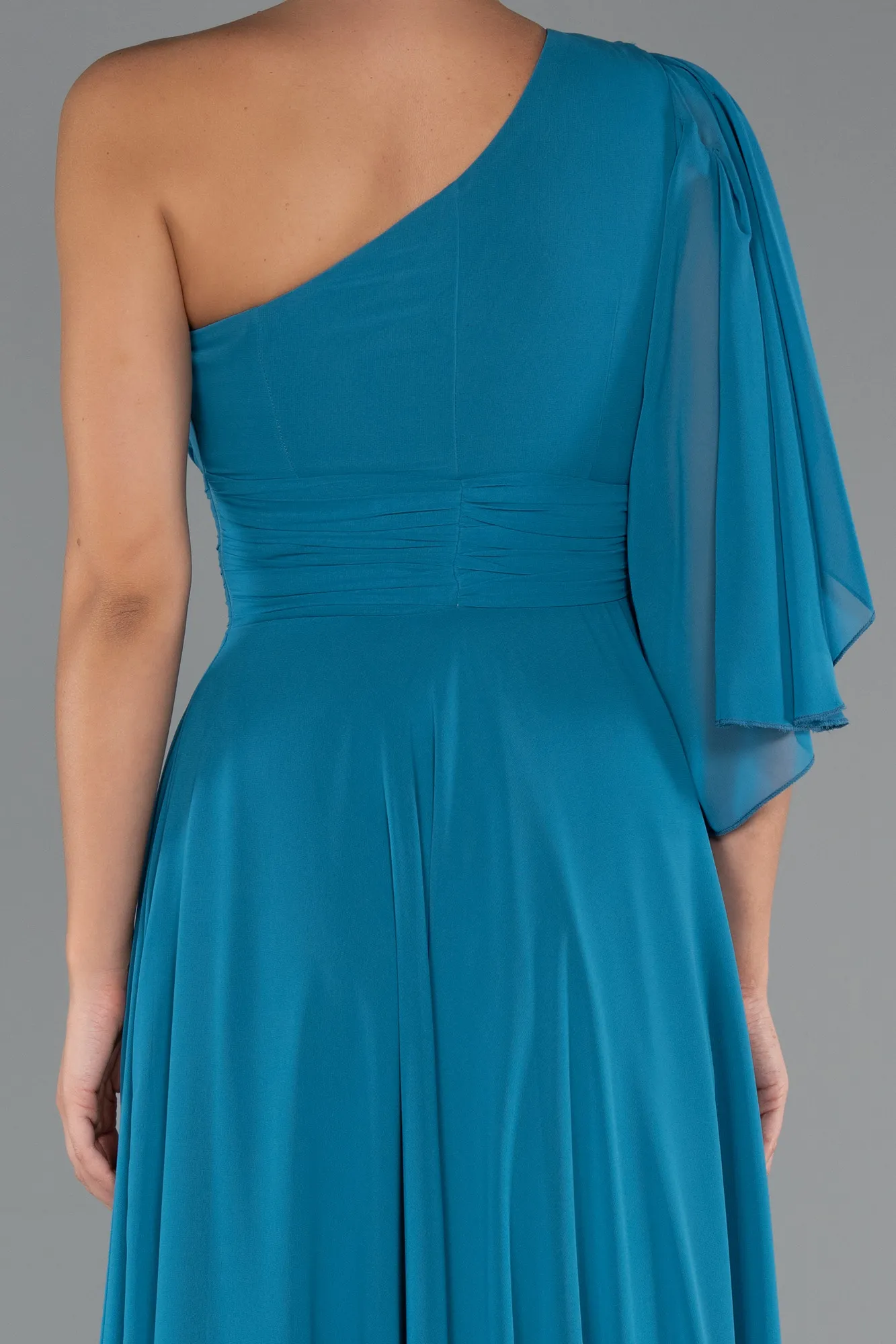 Oil Green-Long Chiffon Prom Gown ABU5259