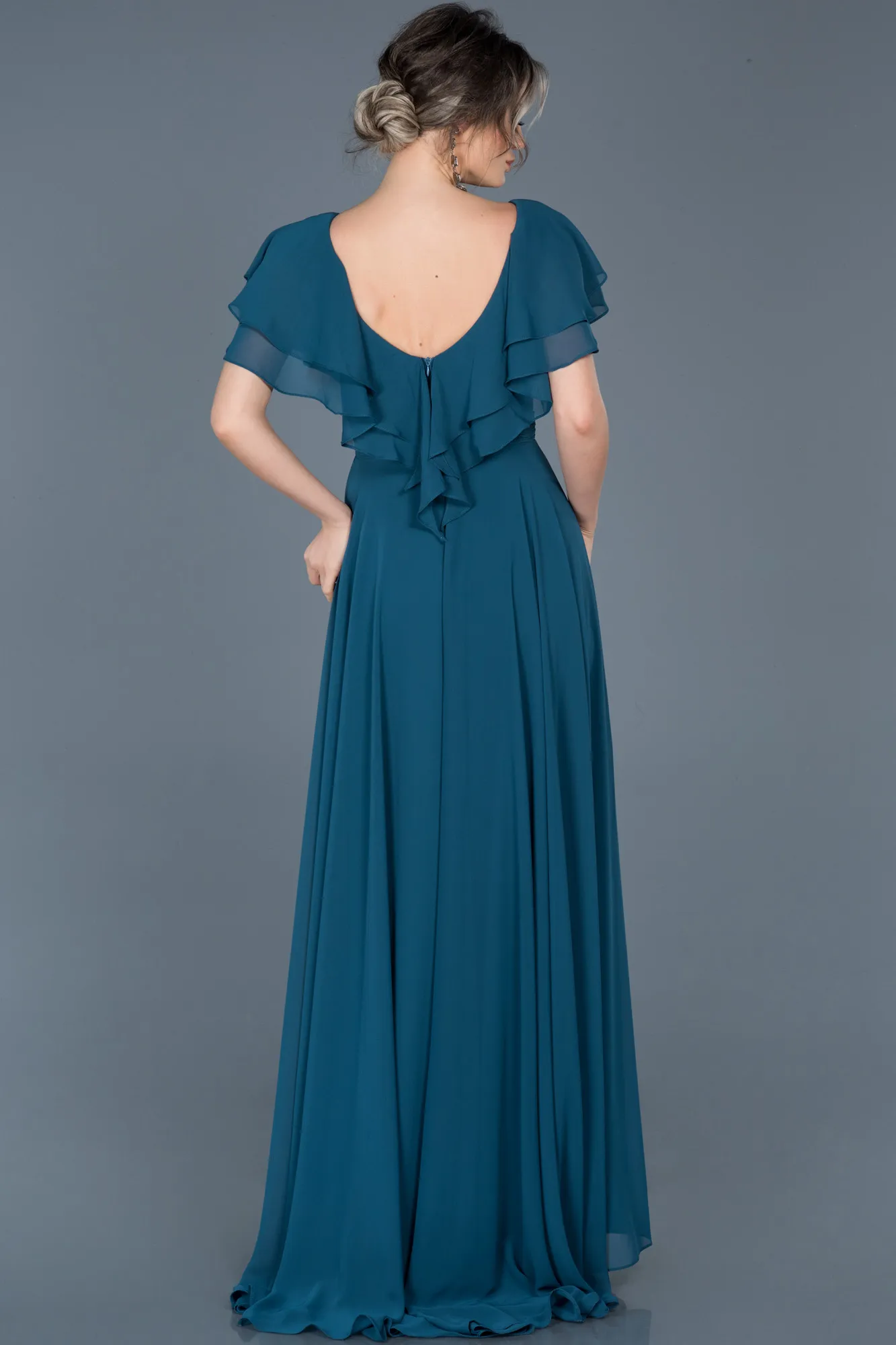 Oil Green-Long Plus Size Evening Dress ABU032