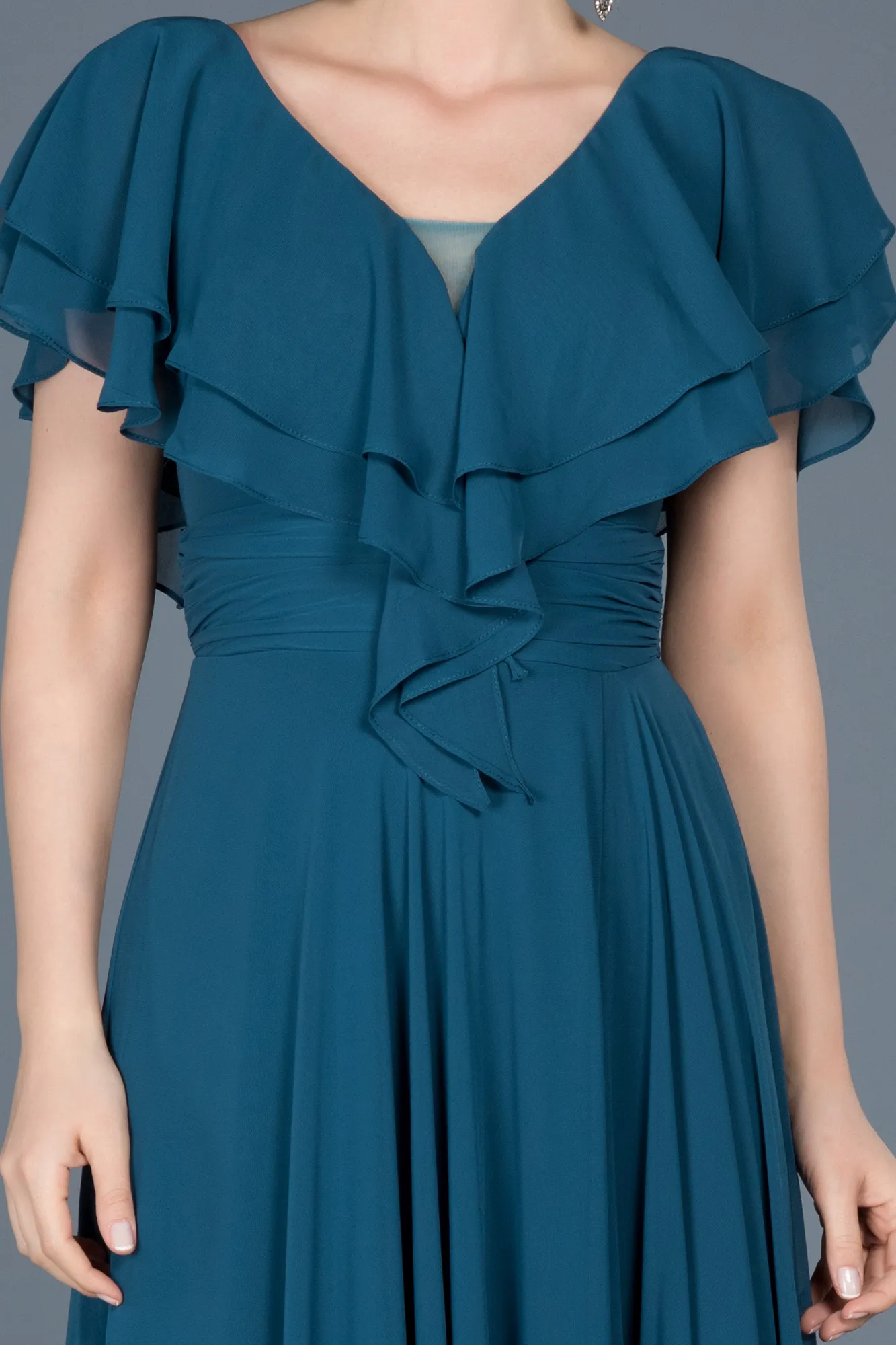 Oil Green-Long Plus Size Evening Dress ABU032