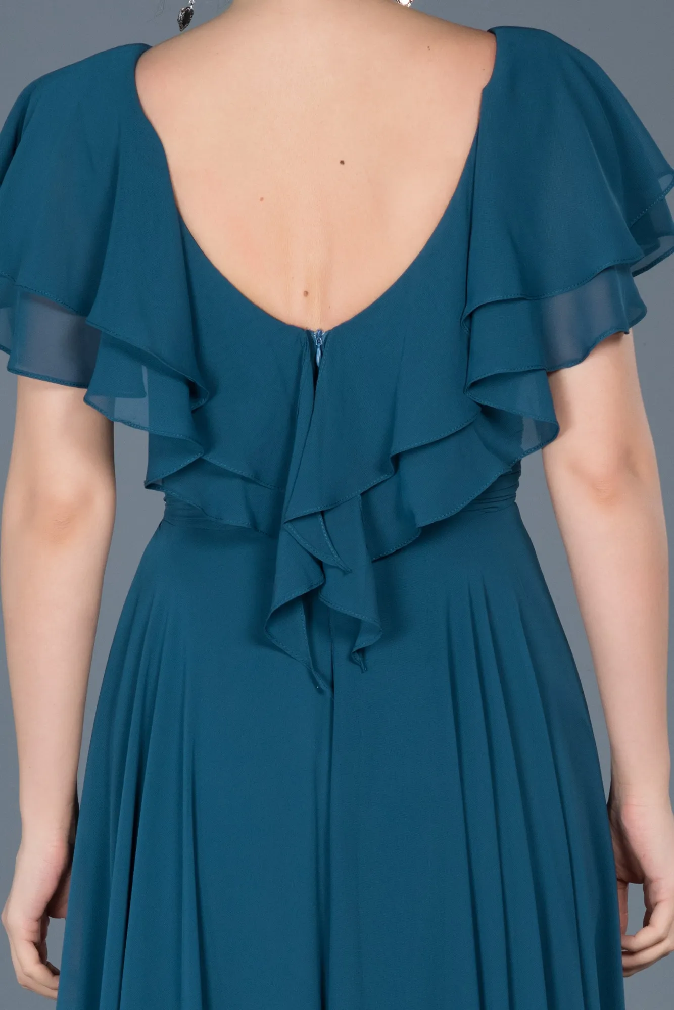 Oil Green-Long Plus Size Evening Dress ABU032