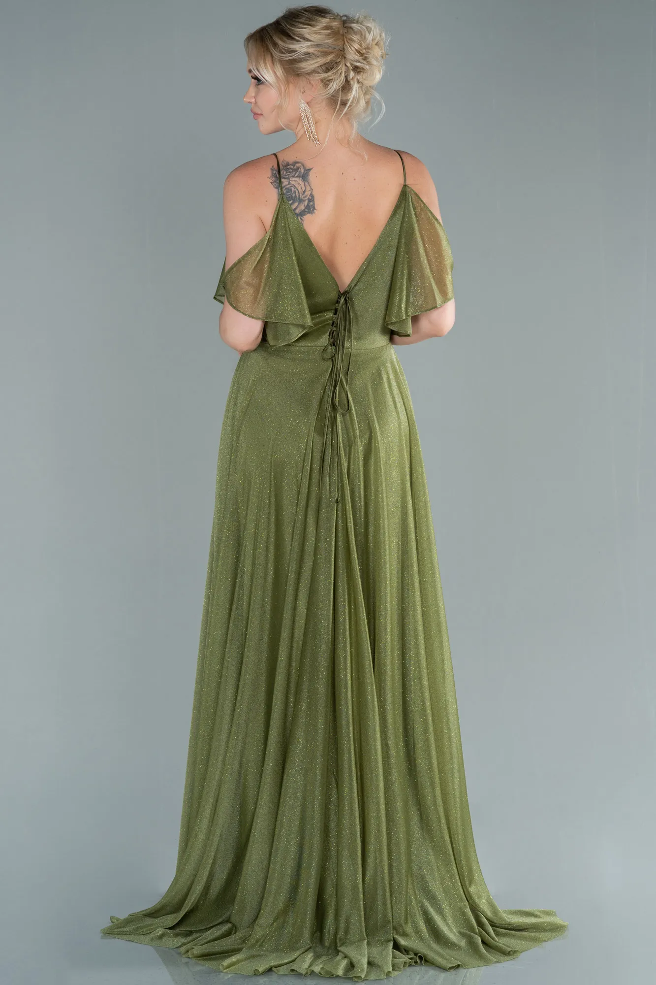 Oil Green-Long Evening Dress ABU2484